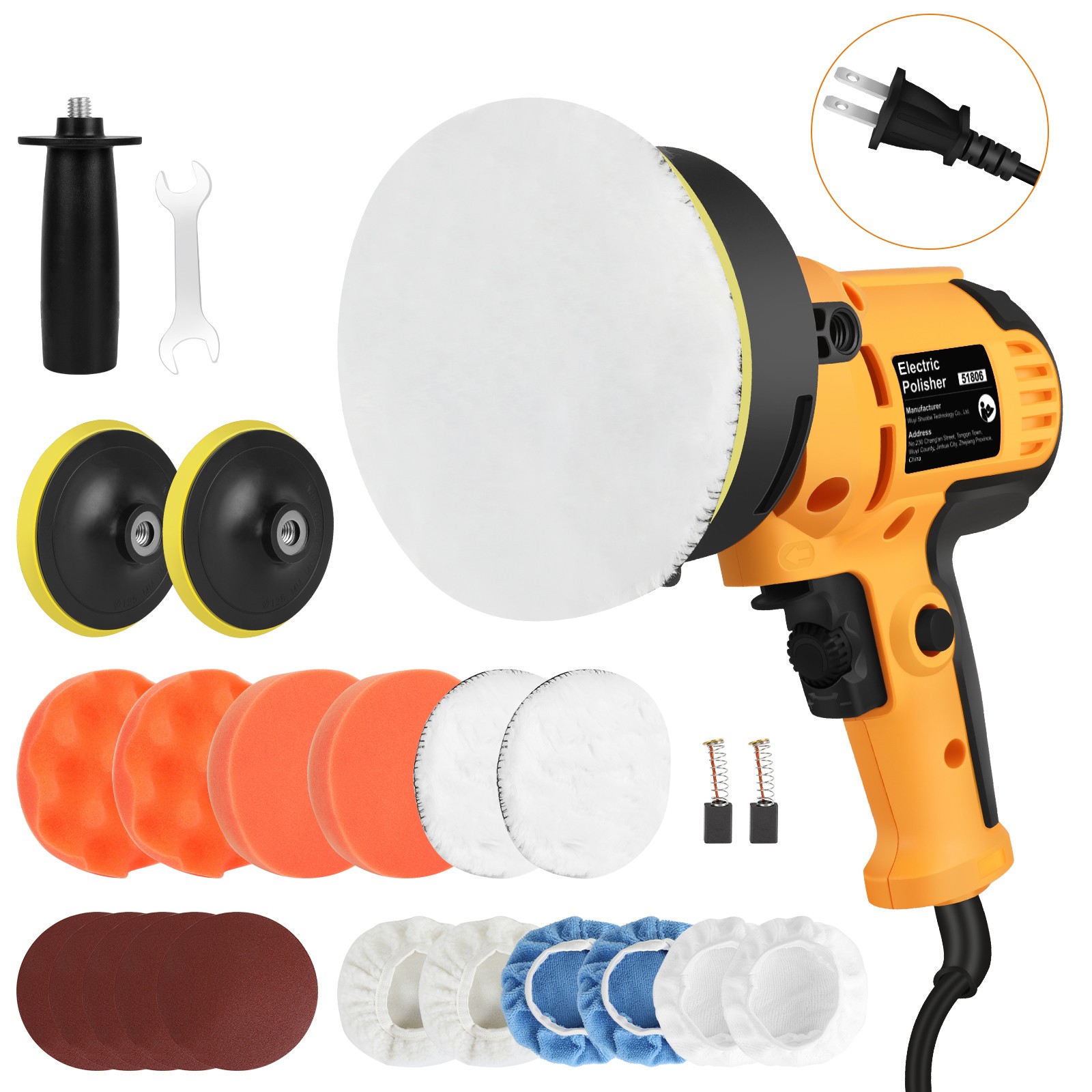 800W Car Polisher Buffer Sander Polishing Machine Kit Waxing with 5″ Pad Bonnet