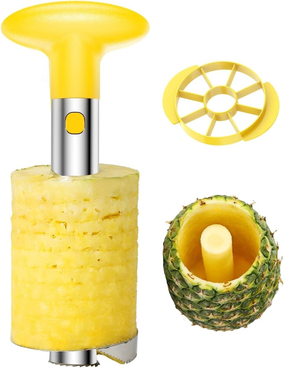 Fruit Slicing Tool for Pineapple with Non-Dishwasher Safe Stainless Steel Parts