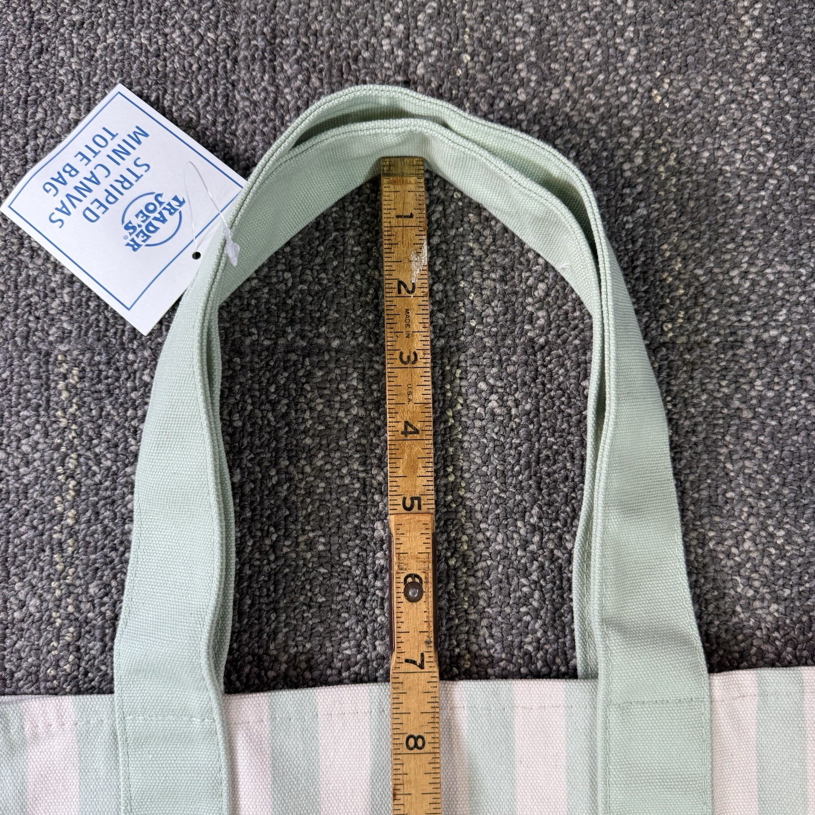 Trader Joe’s Striped Mini Canvas Tote Bag Pastel Green Summer 2026 Limited