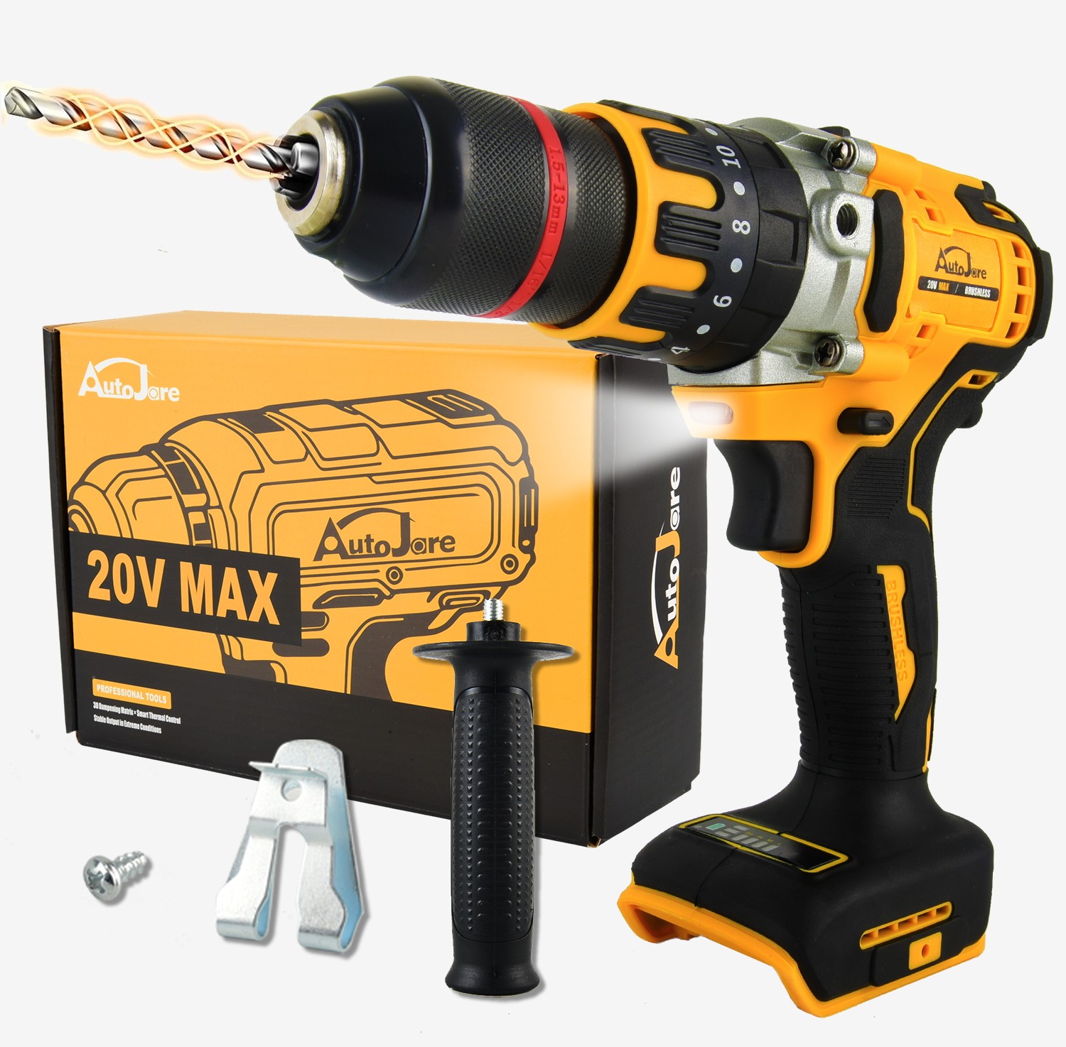 1/2″ Cordless Drill Driver for Dewalt 20V Battery, Brushless Compact Drill Tool