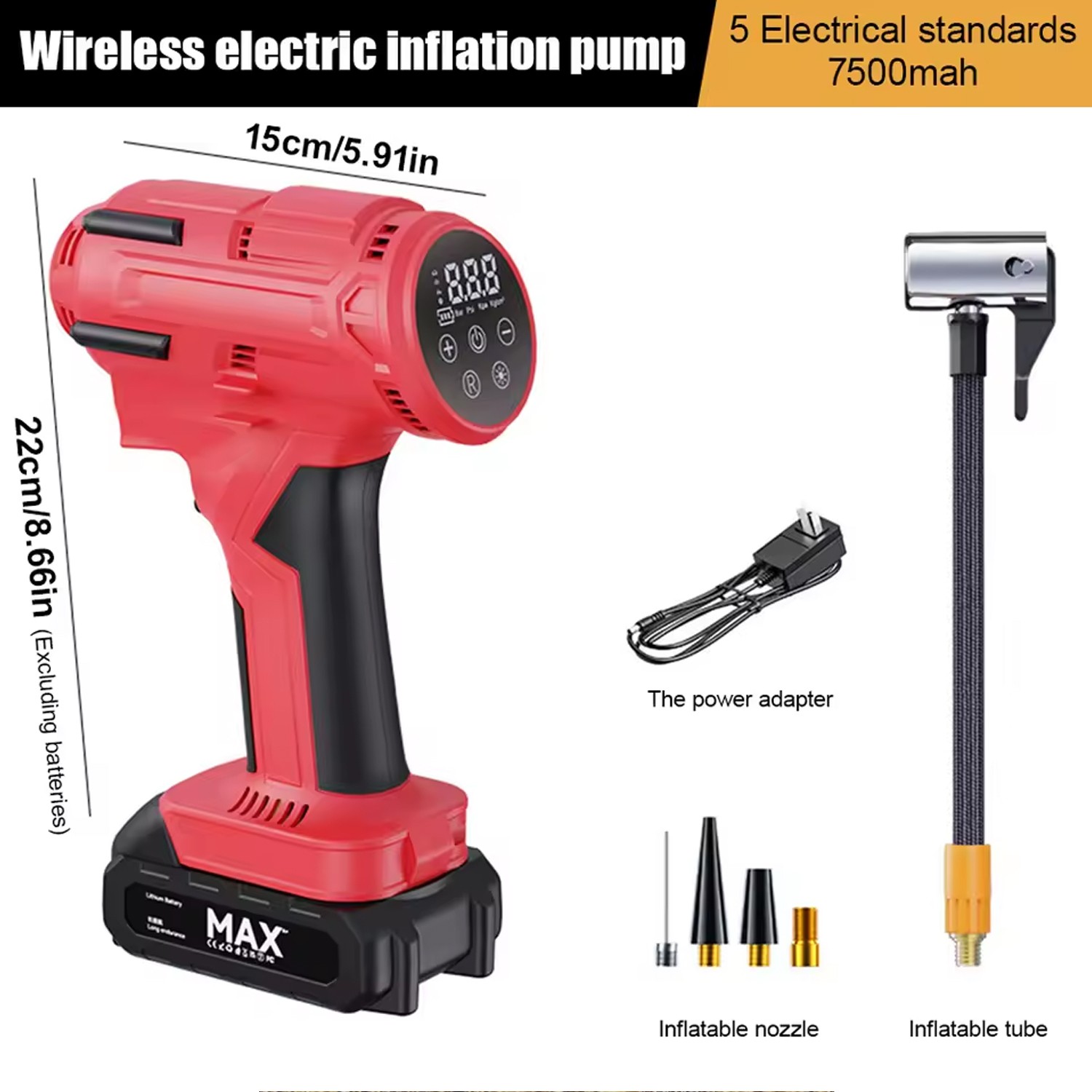 150PSI Cordless Tire Inflator Portable Air Compressor Car Air Tire Pump +Battery