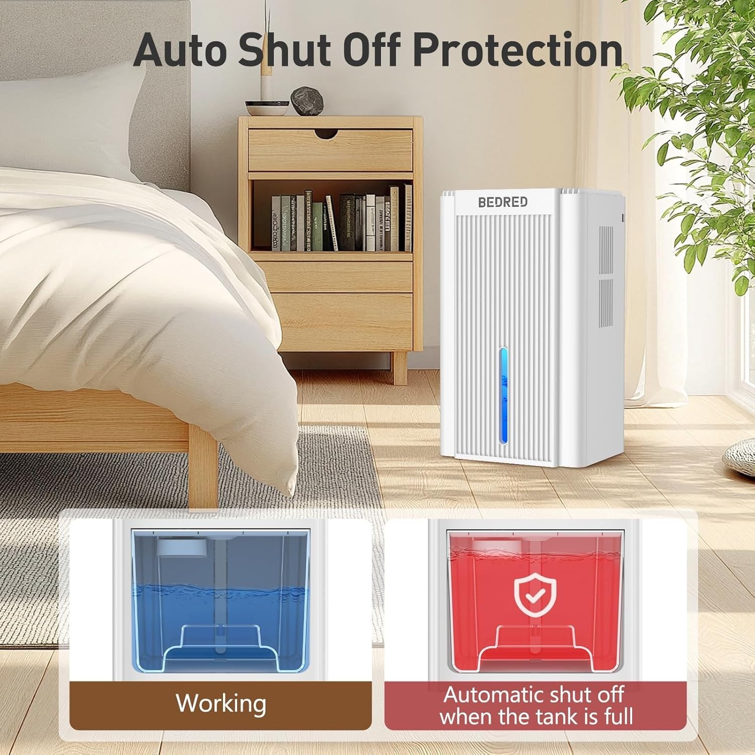 Dehumidifier, 95OZ Dehumidifier for Home 1000 Sq.Ft – Quiet with Auto Shut Off &