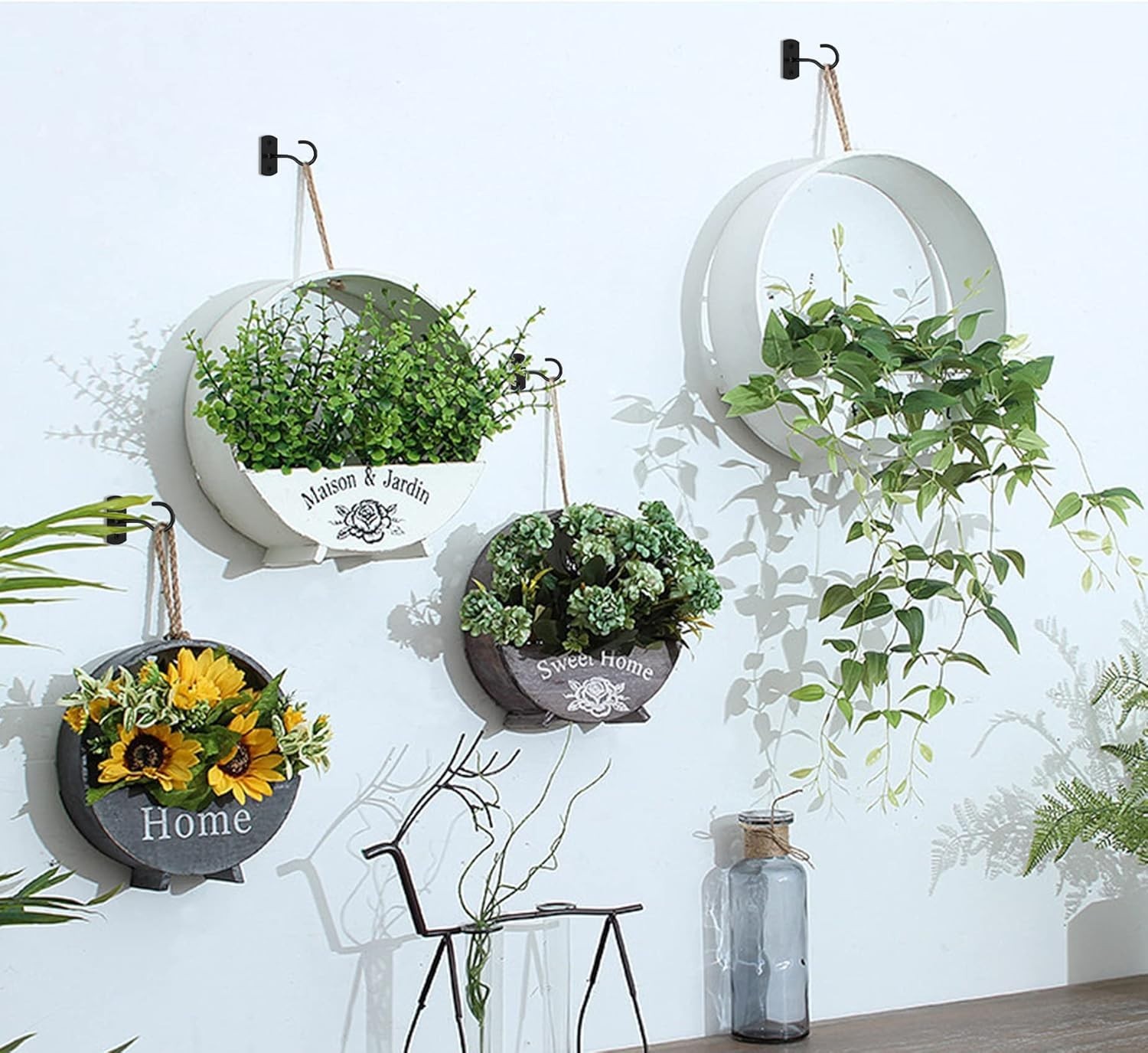 Ceiling Hooks for Hanging Plants 2Pack 2.5in,Wall Plant Hooks for Plants,Ligh…