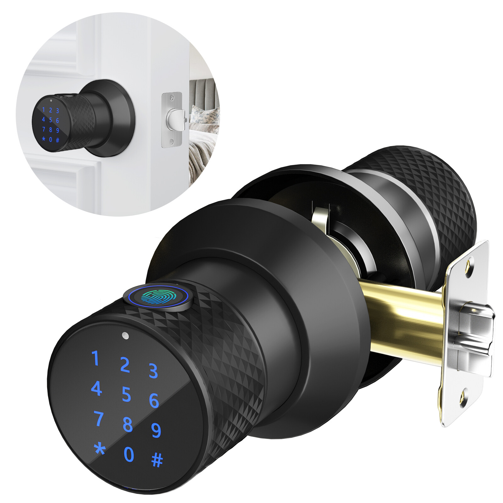 Smart Door Knob Keyless Entry Lock Electronic Touchscreen Deadbolt with Keypad
