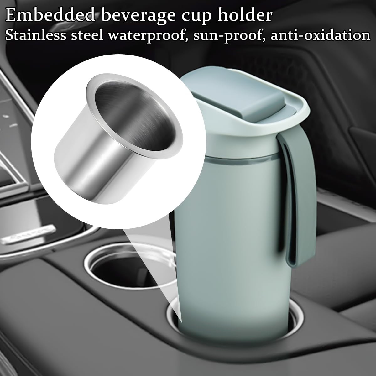 Drop-in Car Cup Drink Holder, 2PCS 3.43 Inch Stainless Steel Poker Table Wate…