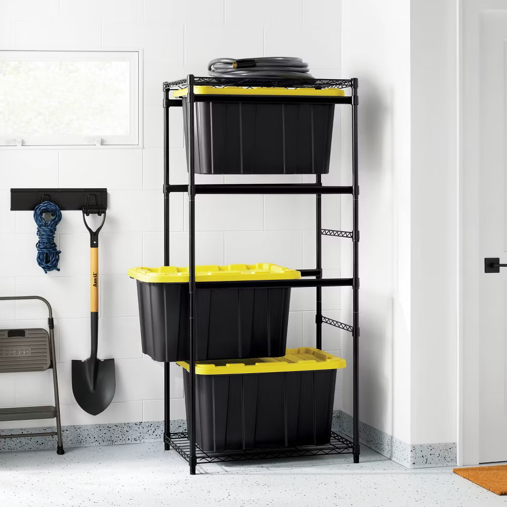 Steel 27gal Storage Tote Rack Black – Brightroom