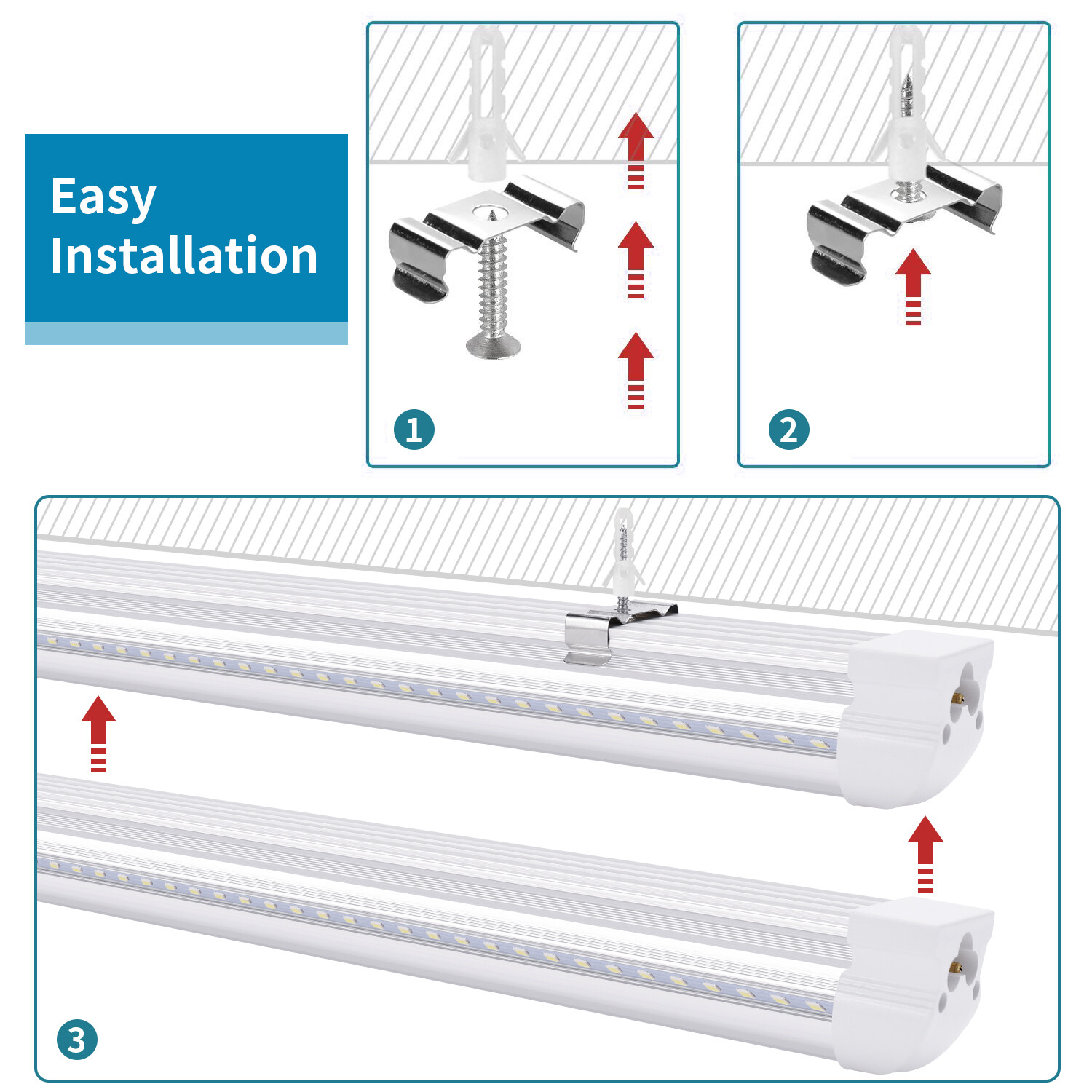 120W T8 8FT LED Shop Light 2FT 4FT 6FT LED Tube Light Linkable Shop Lamp Fixture