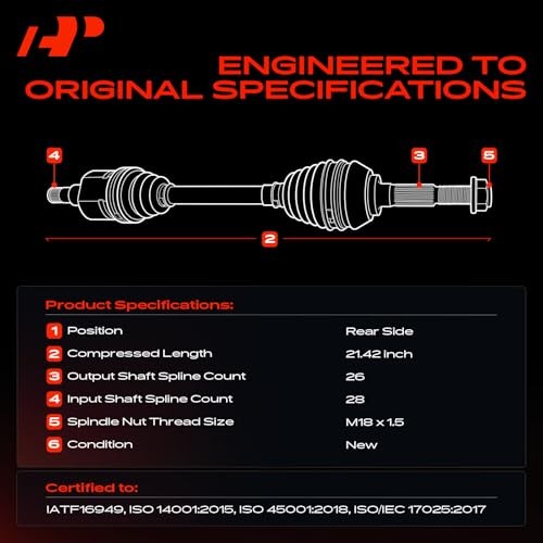 CV Axle Shaft Assembly Compatible with Polaris Rear Driver or Passenger Side
