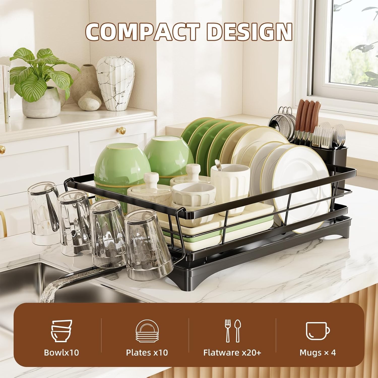 Dish Drying Rack Kitchen Counter Stainless Steel Dish Rack Large Dish Drainer