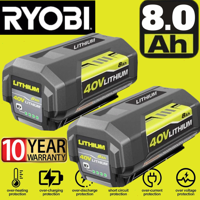 2X Battery & Charger For Ryobi 40V With LED Lithium-Ion 40-Volt OP406VNM OP40602