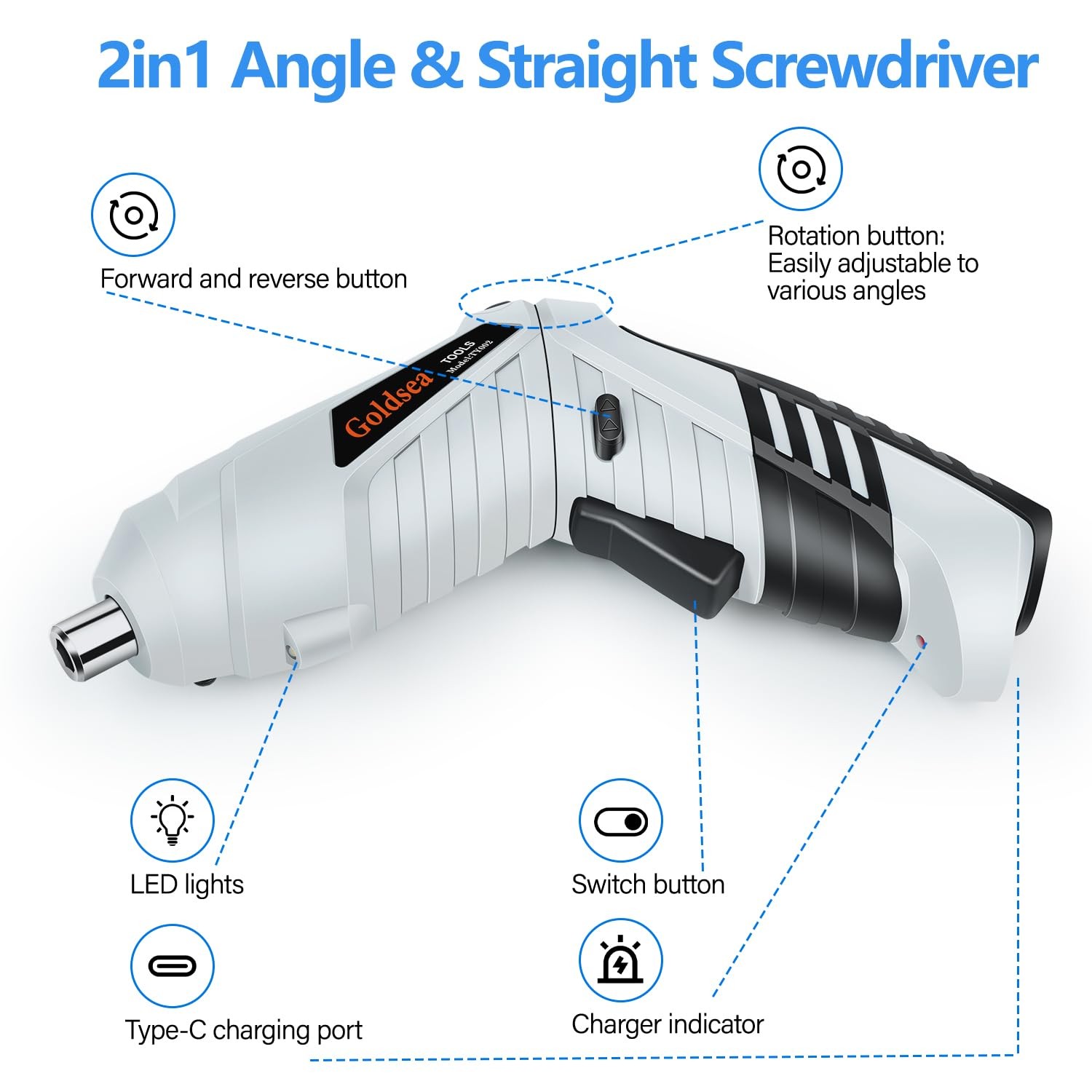 Electric Screwdriver Cordless, Goldsea 4.2V 3.5N.m 1500mAh Battery Rechargeab…