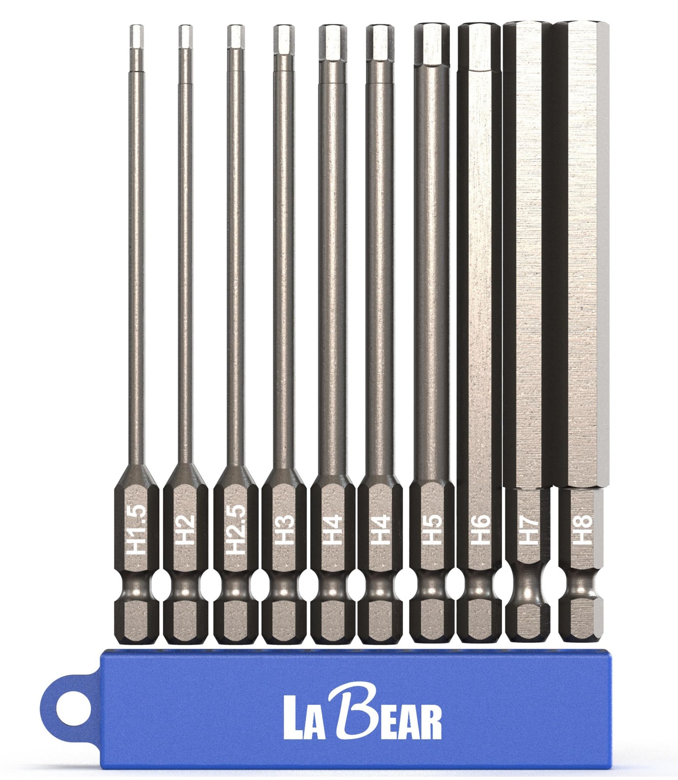 10pc Metric 4 Inch Long Tamper Hex Security Allen Wrench Set 1/4 Shank Hex Head