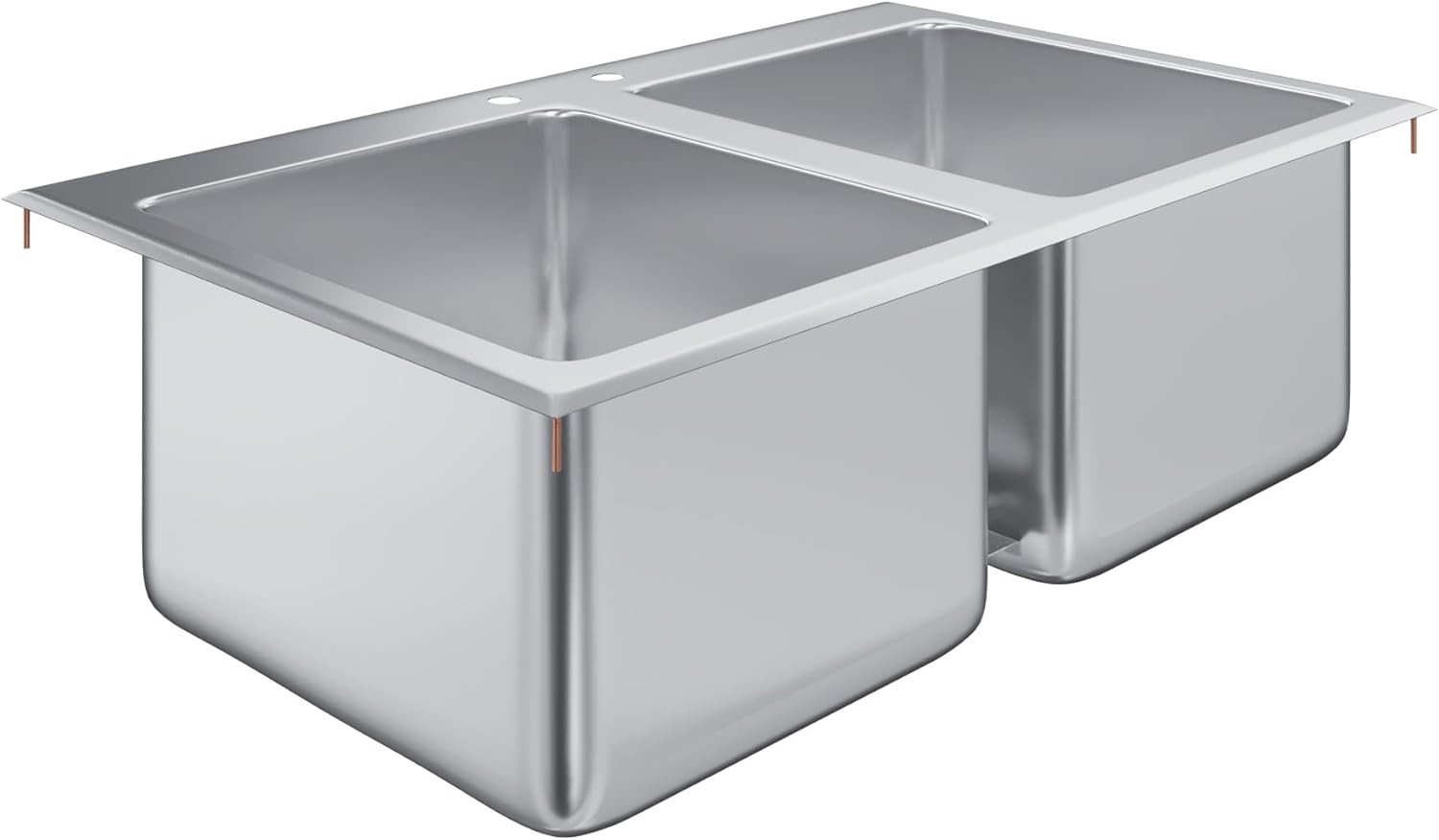Stainless Steel 2 Compartment Drop-In Sink 14″x16″x10″ Bowls No Faucet