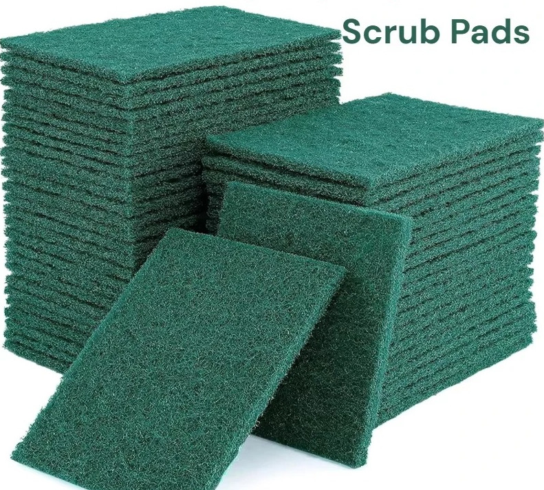 20pcs Green Scratch Free Scrub Pads Reusable Kitchen Cleaning Sponges – NEW