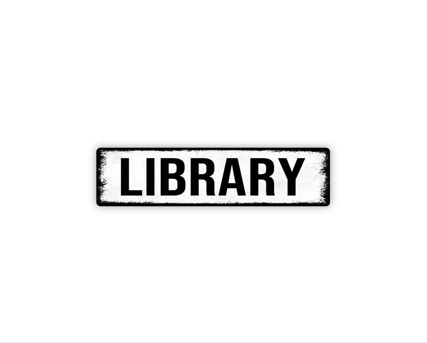 Library Sign Metal Wall Decor for Home Office, Study or Reading Room,