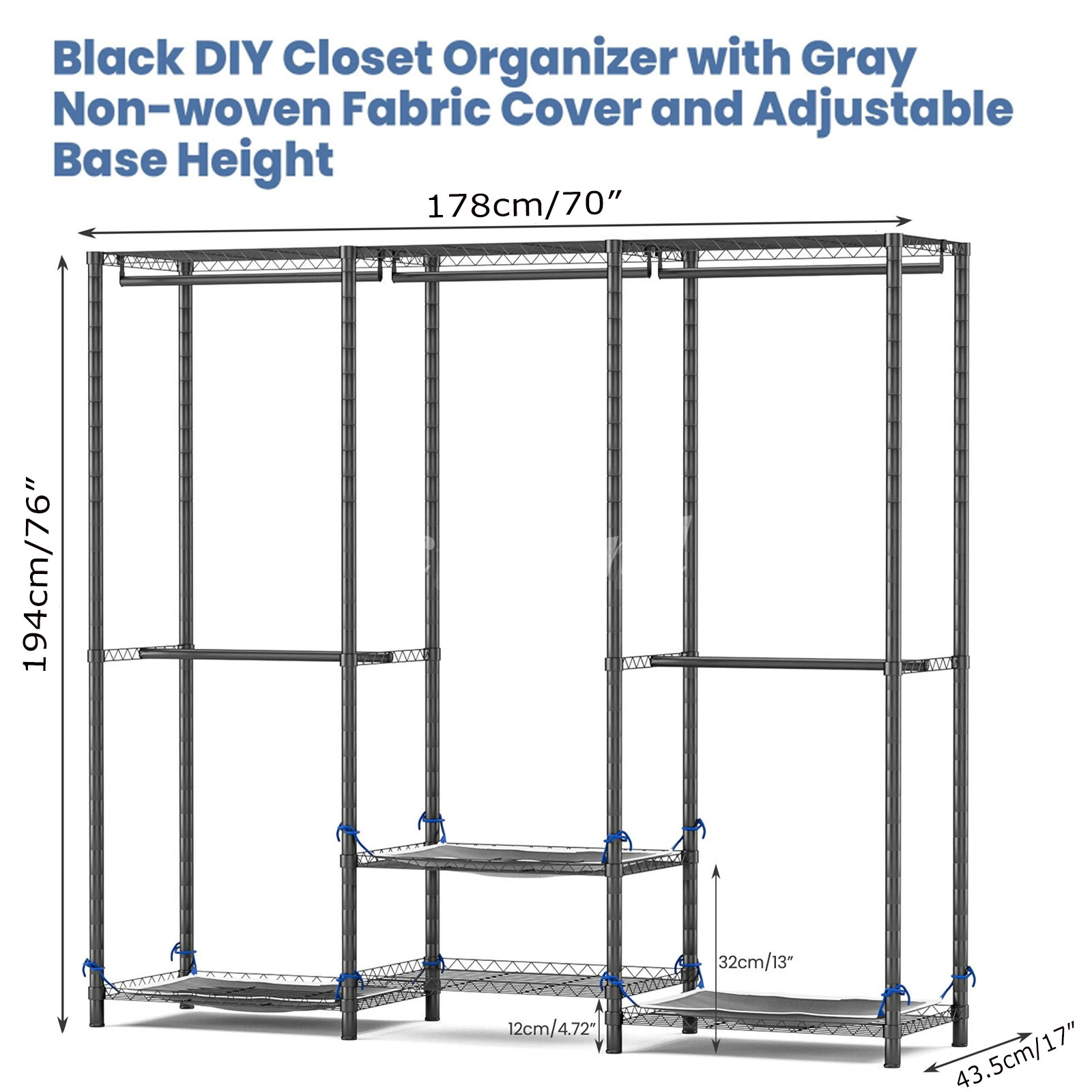 Heavy Duty Garment Rack Large Clothes Rack Freestanding Closet Clothing Shelves