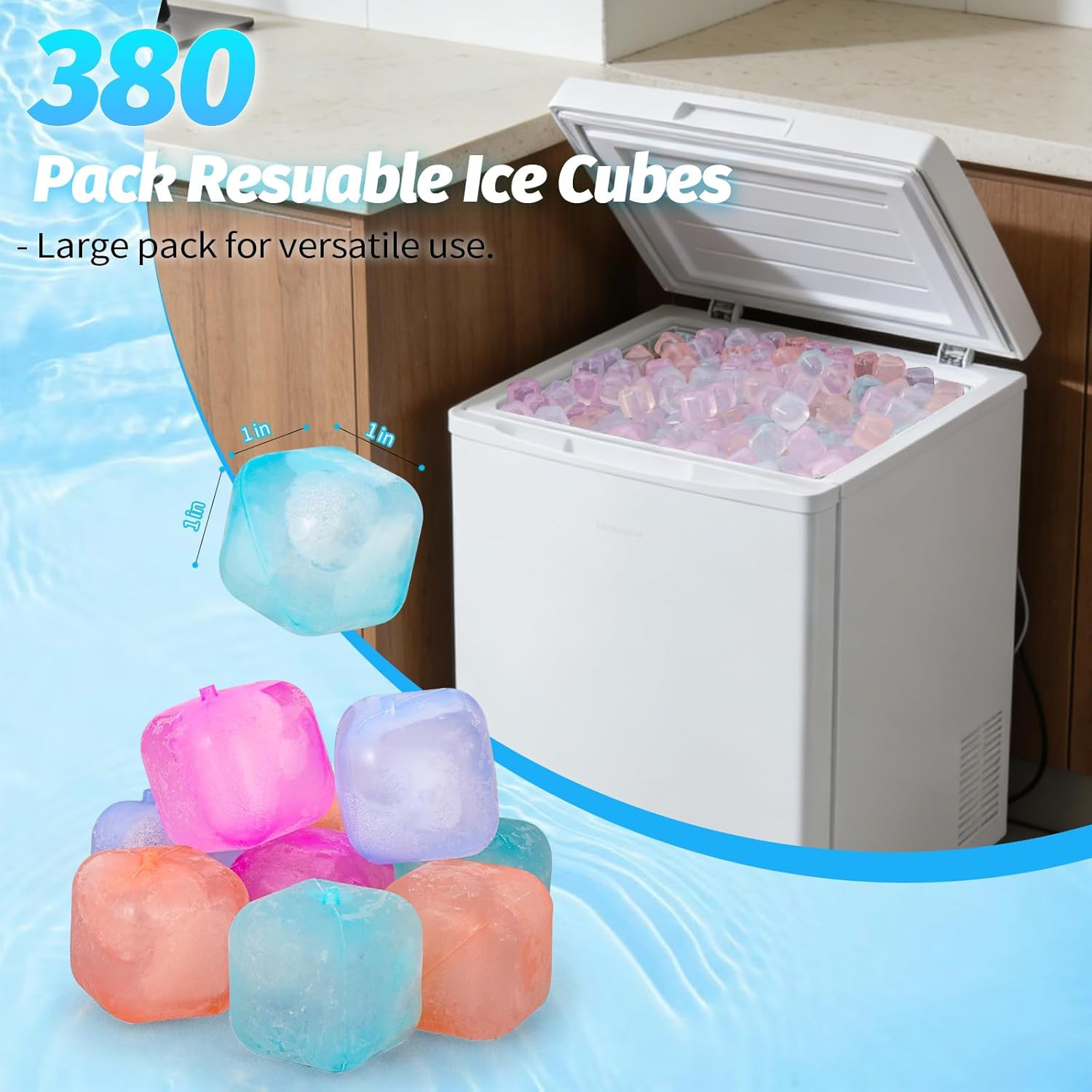 380 Pack Reusable Ice Cube for Drinks – Refreezable Plastic Ice Cubes Without Di