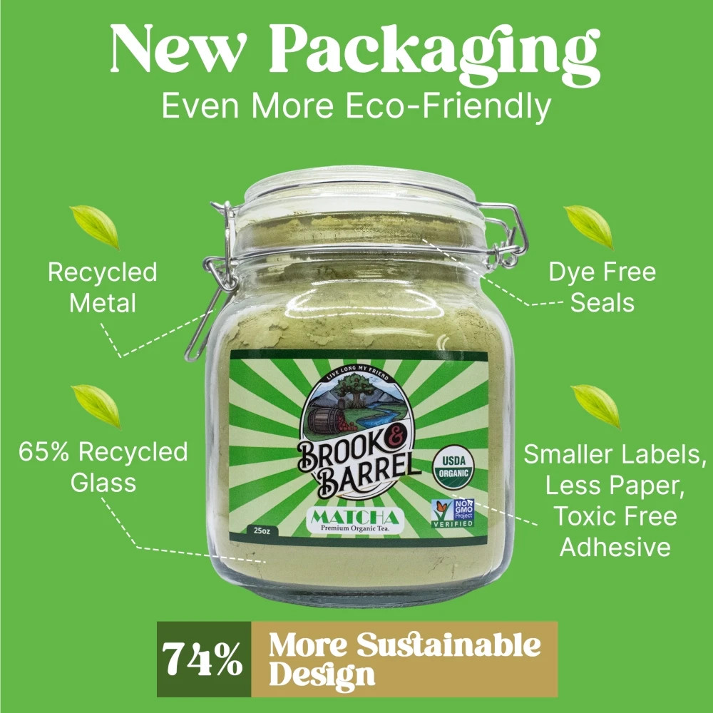 Brook & Barrel USDA Organic Ceremonial Matcha Green Tea Powder 1.6lbs Glass Jar