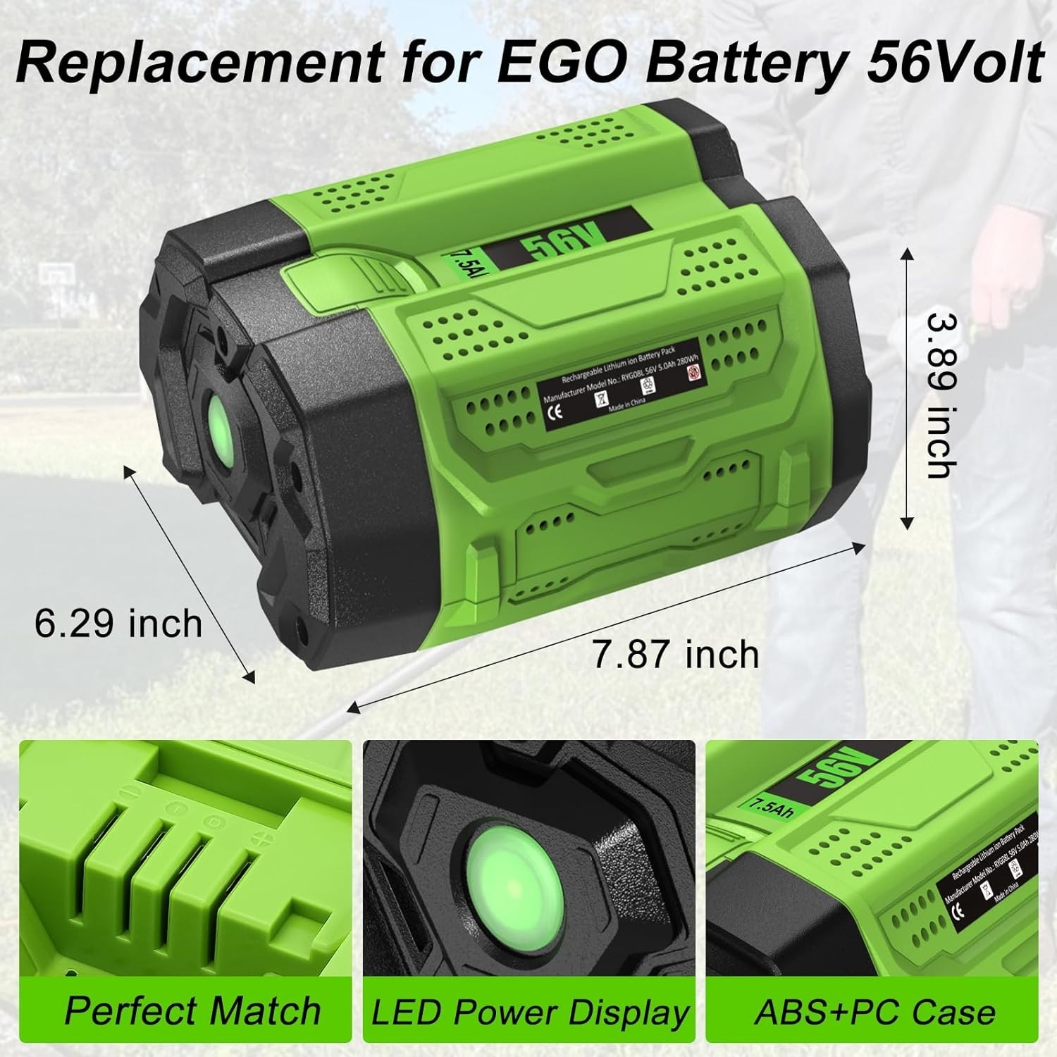 56V 7500mAh Replacement for EGO Battery 7.5Ah Lithium BA2800 BA4200 Power Tools