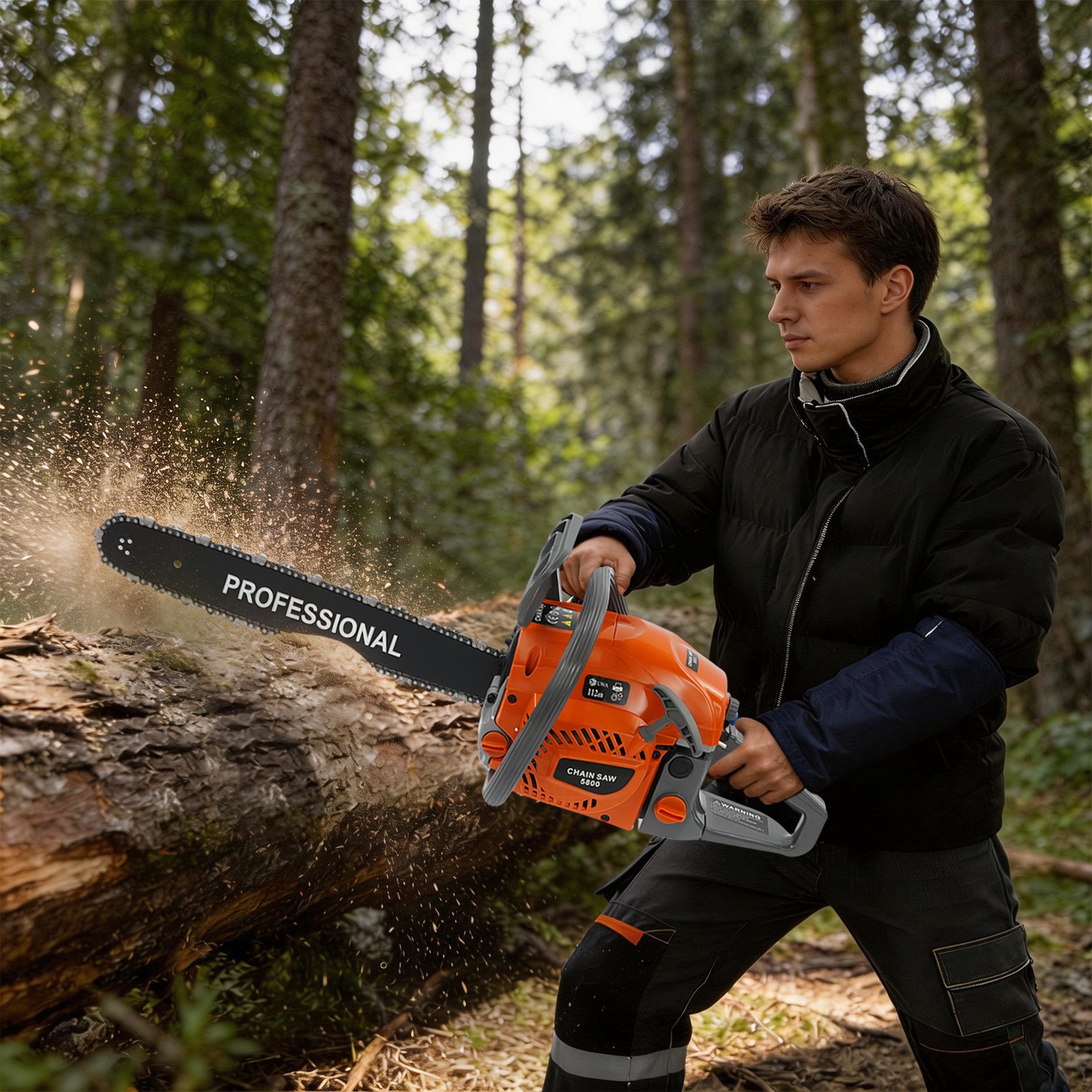 58CC 20″ Gasoline Chainsaw Powered Wood Cutting Engine 2-Stroke Gas Chain Saw