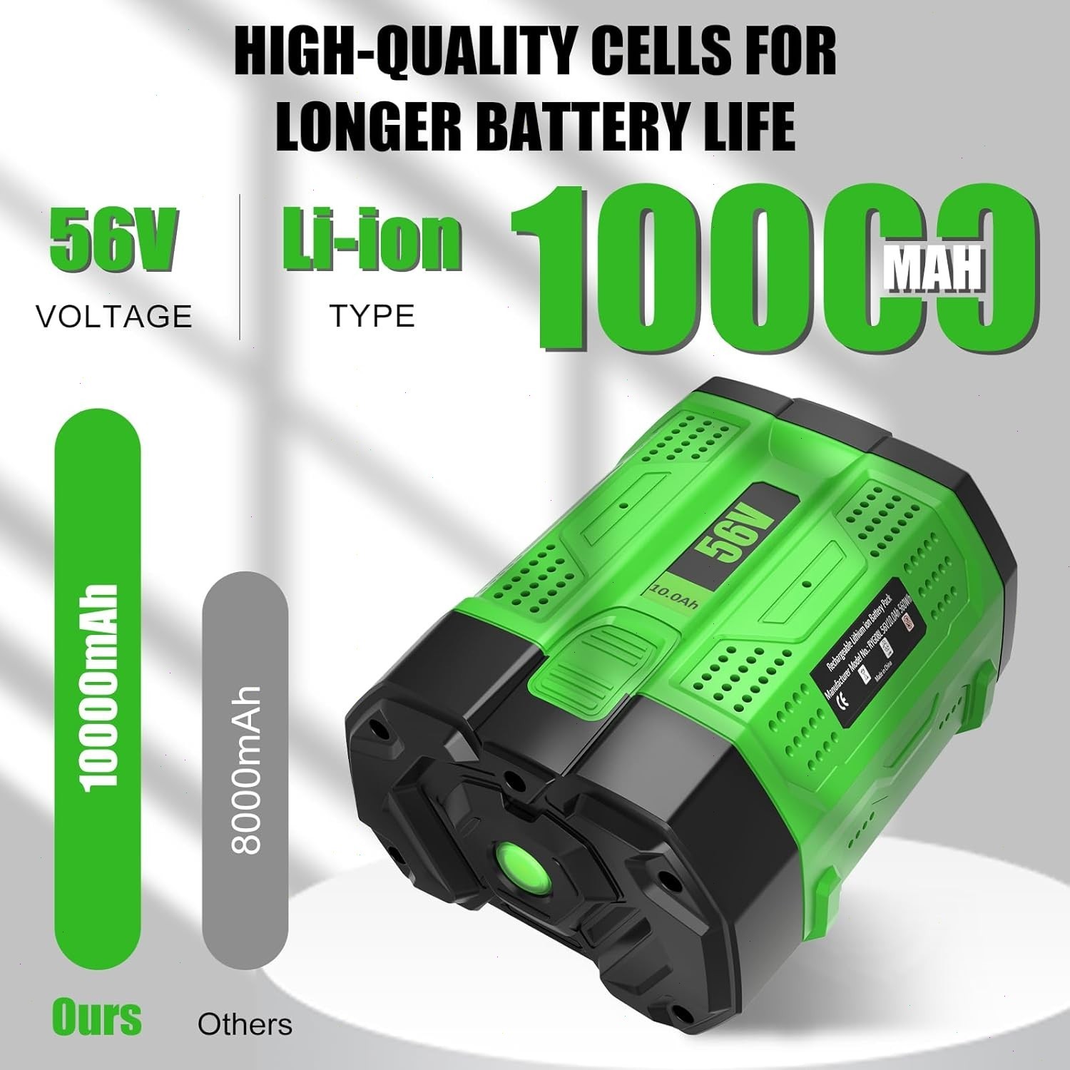1~2PACK 56V 12.0Ah upgrade For EGO BA5600T Power + 56V 10Ah Lithium New Battery