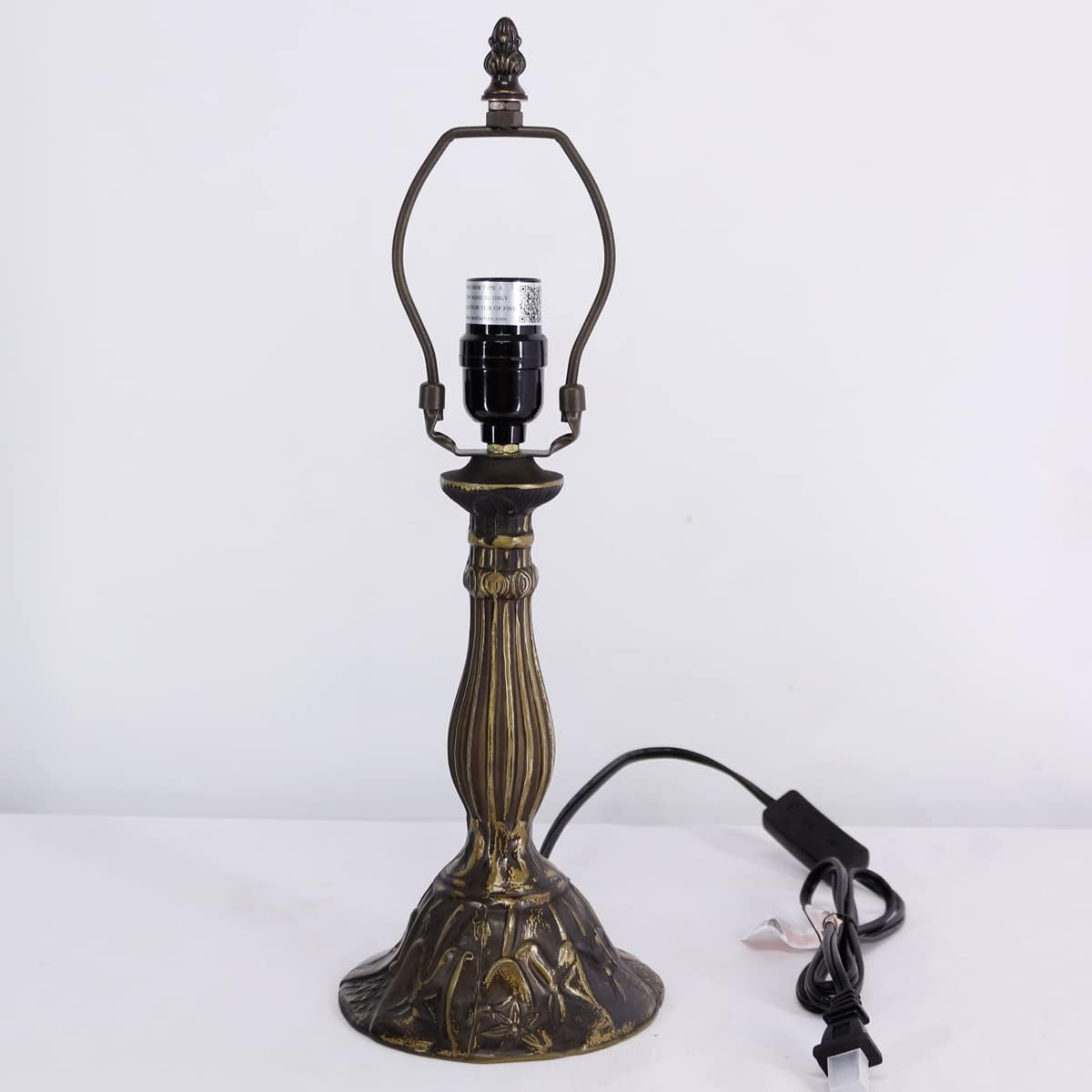 Elegant Dark Bronze Tiffany Table Lamp Base, 18″ Height, Fits 8-12″ Shades