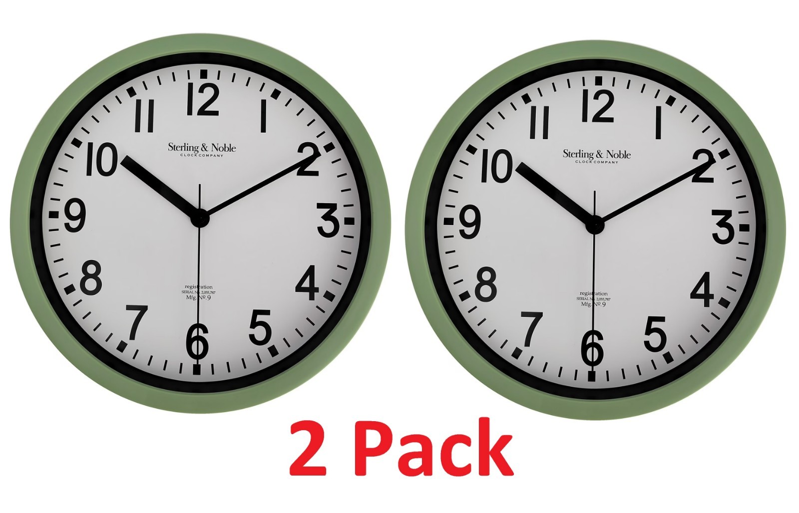 Mainstays Basic Indoor 8.78″ Sage Analog Round Modern Wall Clock (2 Pack)