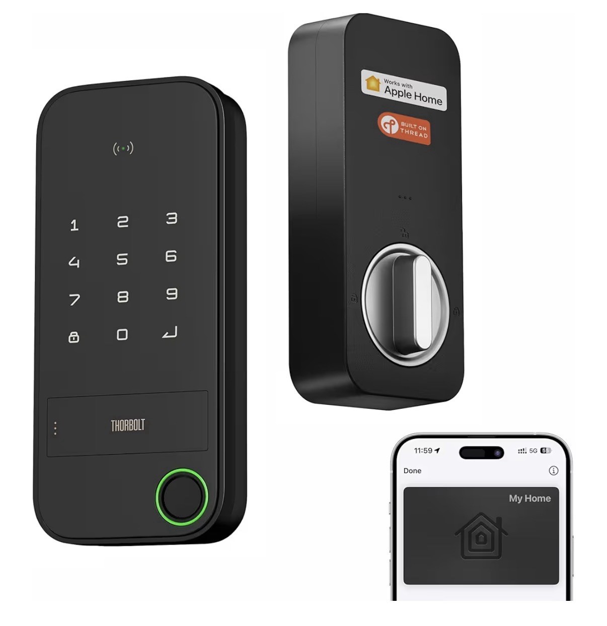 ThorBolt X1 Apple Home Key Tap to Unlock, Smart Keyless Entry Door Lock with …