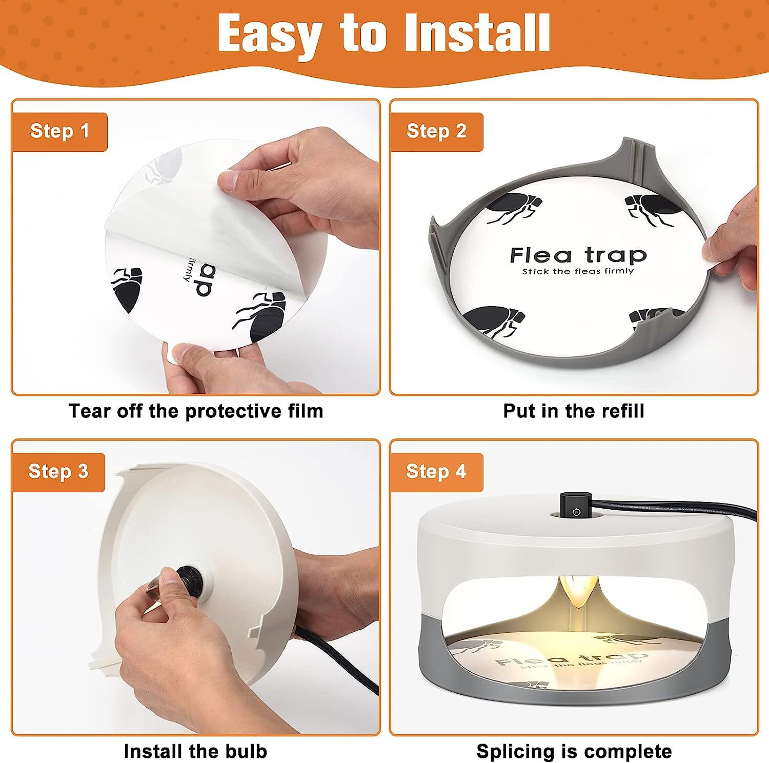 Flea Traps for Inside Your Home with 2 Sticky Disc & 2 Bulbs & 1 Electric Wires