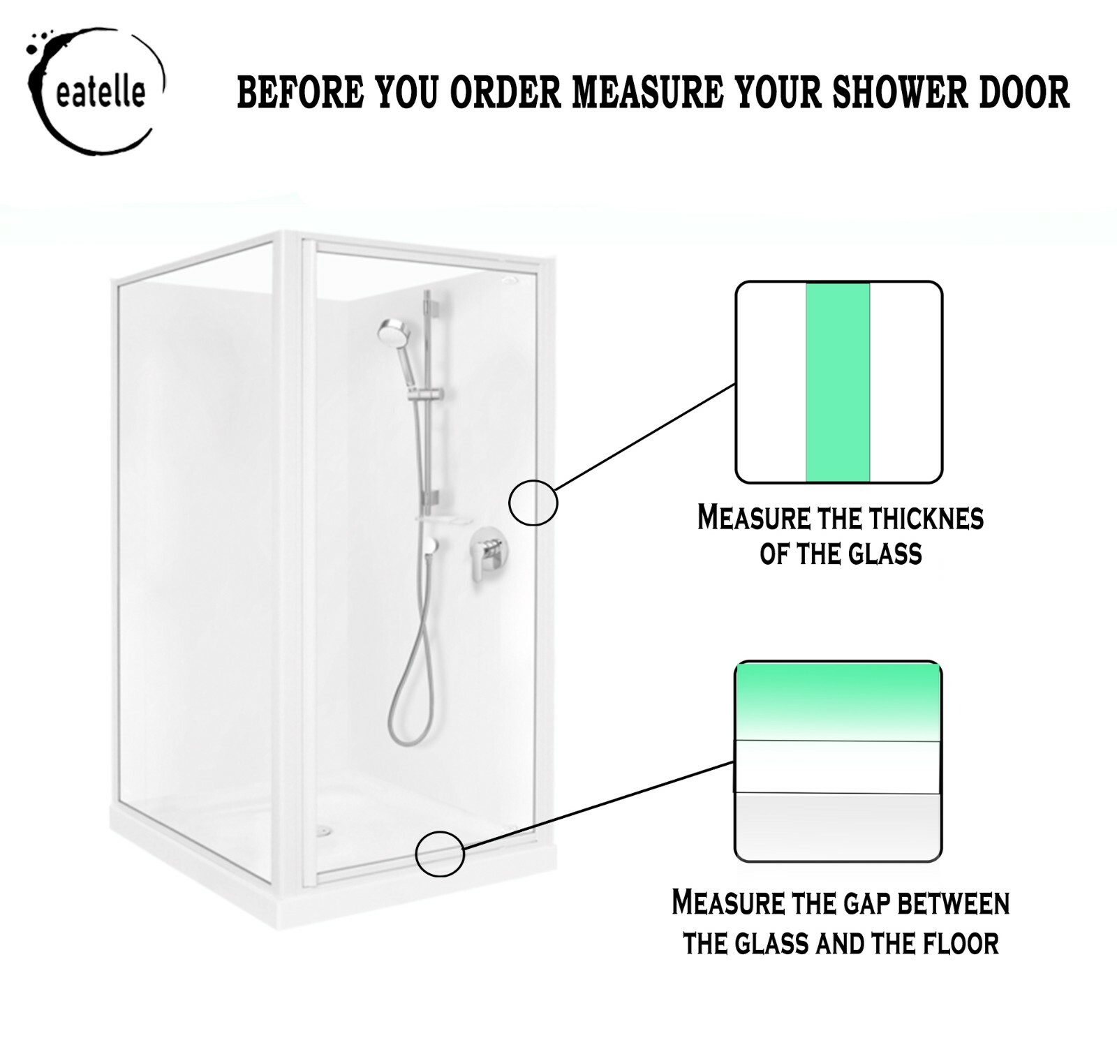Eatelle 1/4-Inch 6mm Frameless Shower Door Sweep Bottom Seal Wipe Drip Rail 36″L
