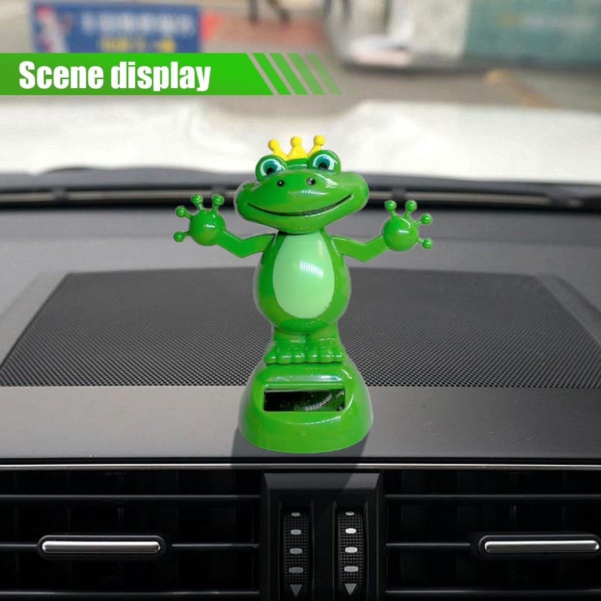 Adorable Solar-Powered Frog Car Decoration – Compact 4.17 inch Funny Accessory