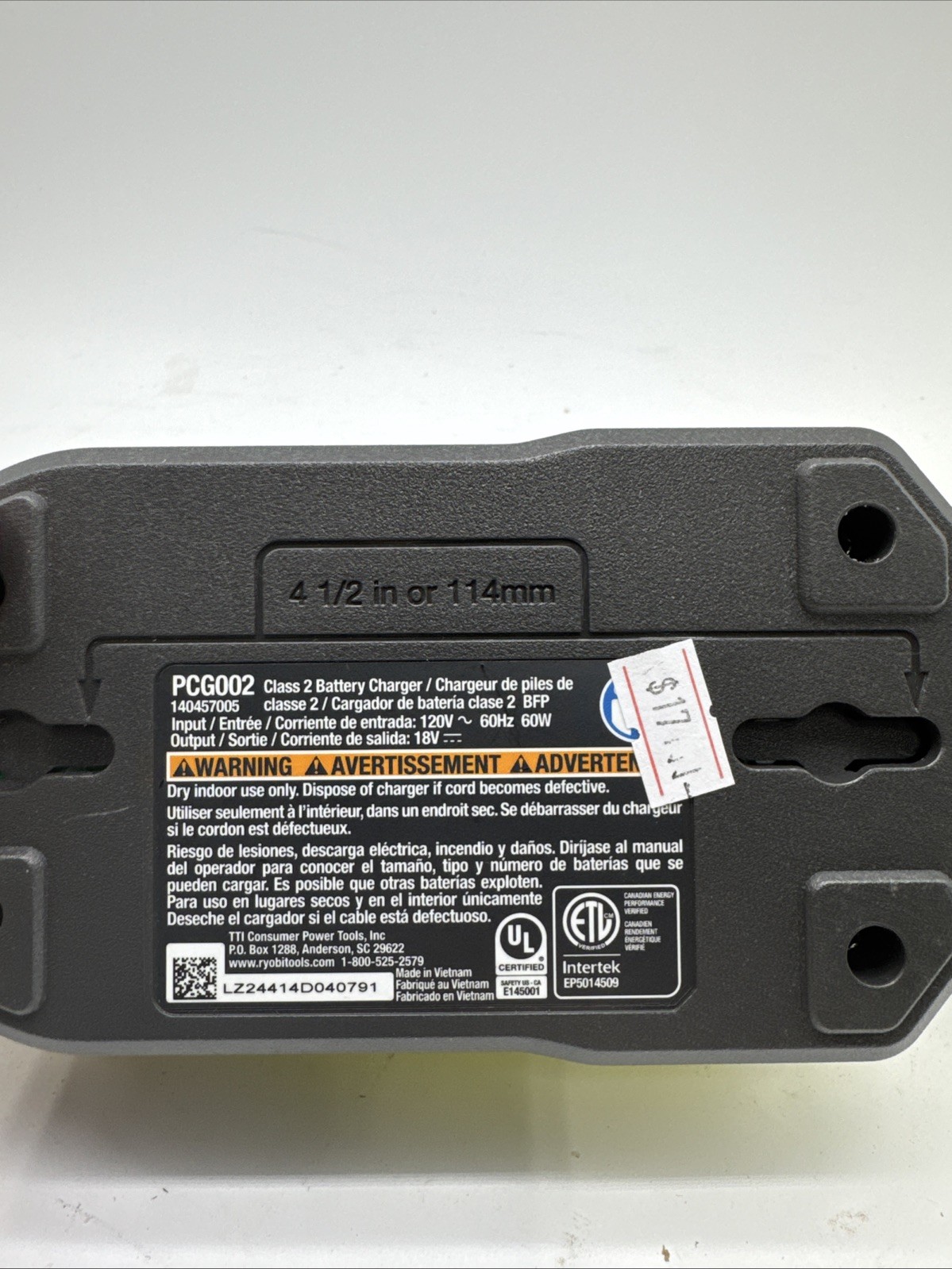 Ryobi PCG002 Battery Charger Kit – H68