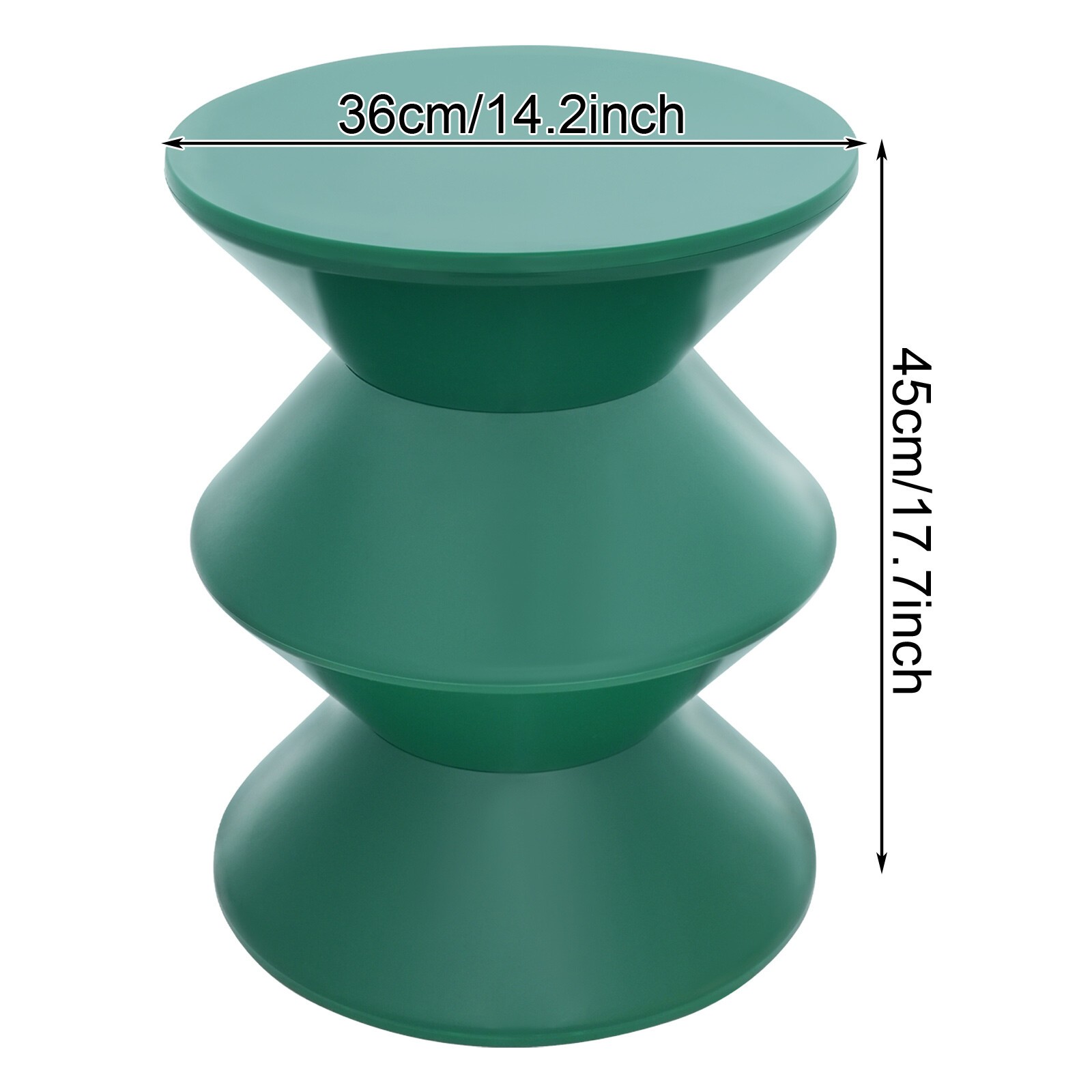 Hourglass Round Side Table 36 × 45 cm (14.2 × 17.7 in) Green PET