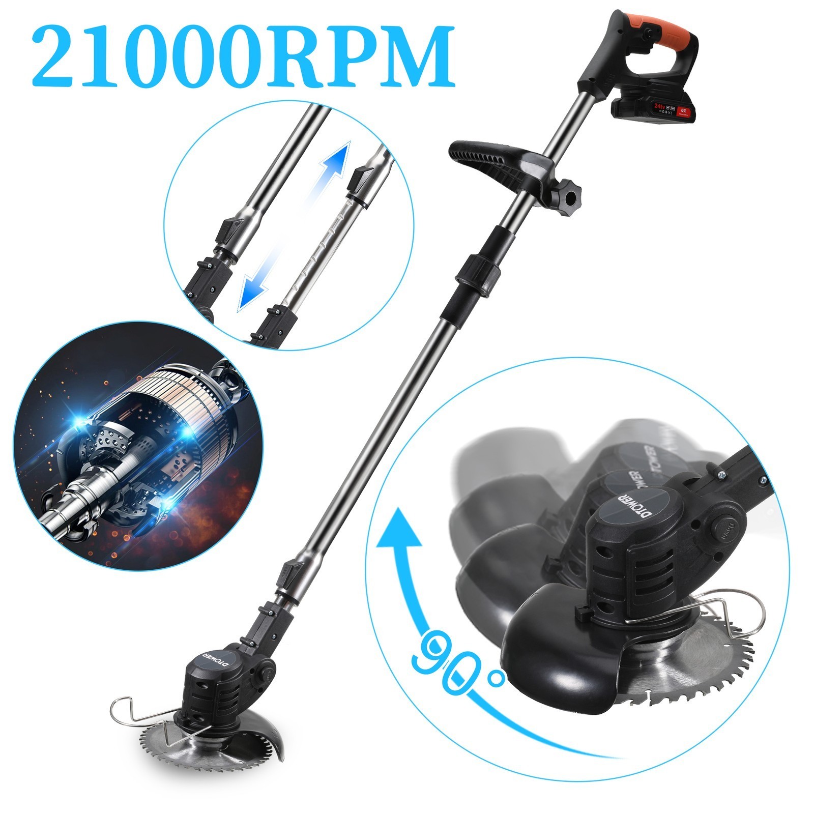 Electric Cordless Grass String Trimmer Lawn Edger Weed Wacker Cutter +2 Battery