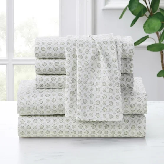 Purely Organic 100% Turkish Organic Cotton Sheet Set Queen Sierra Foulard Sage