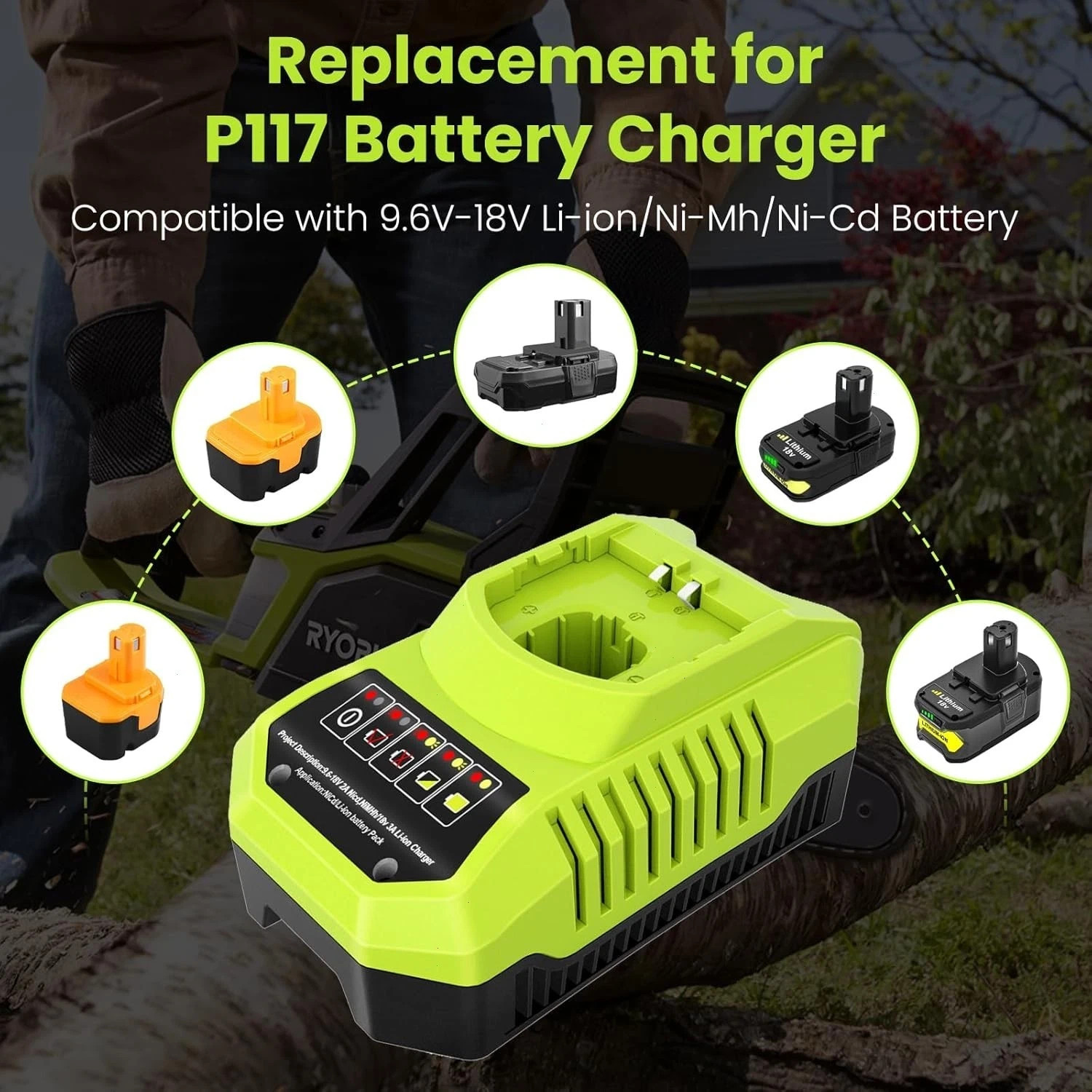 2PACK 4.0Ah For RYOBI 18V Battery /Charger One Plus High Capacity P109 Lithium