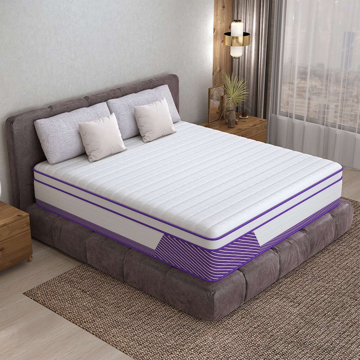 12 Inch King Size Mattress In a Box Gel Memory Foam Hybrid Spring Medium Firm