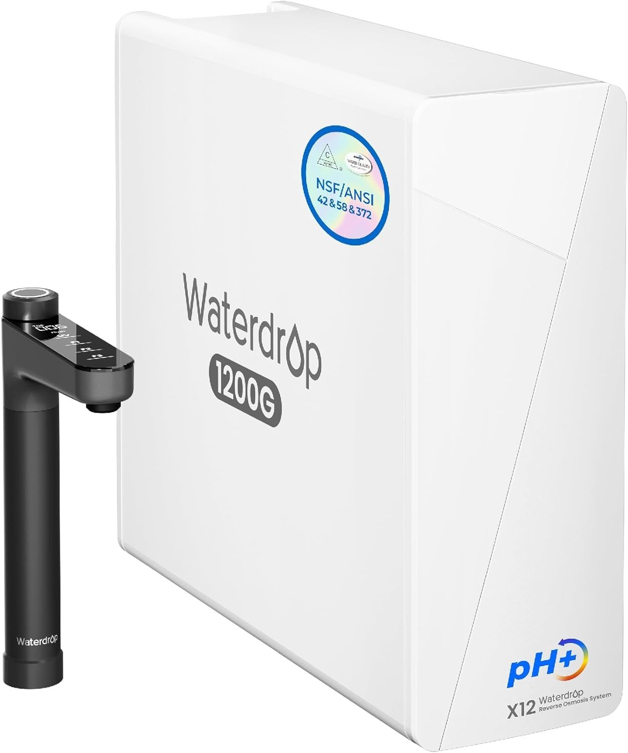Waterdrop X12 Alkaline Mineral pH+ Reverse Osmosis System,1200 GPD Fast Flow RO