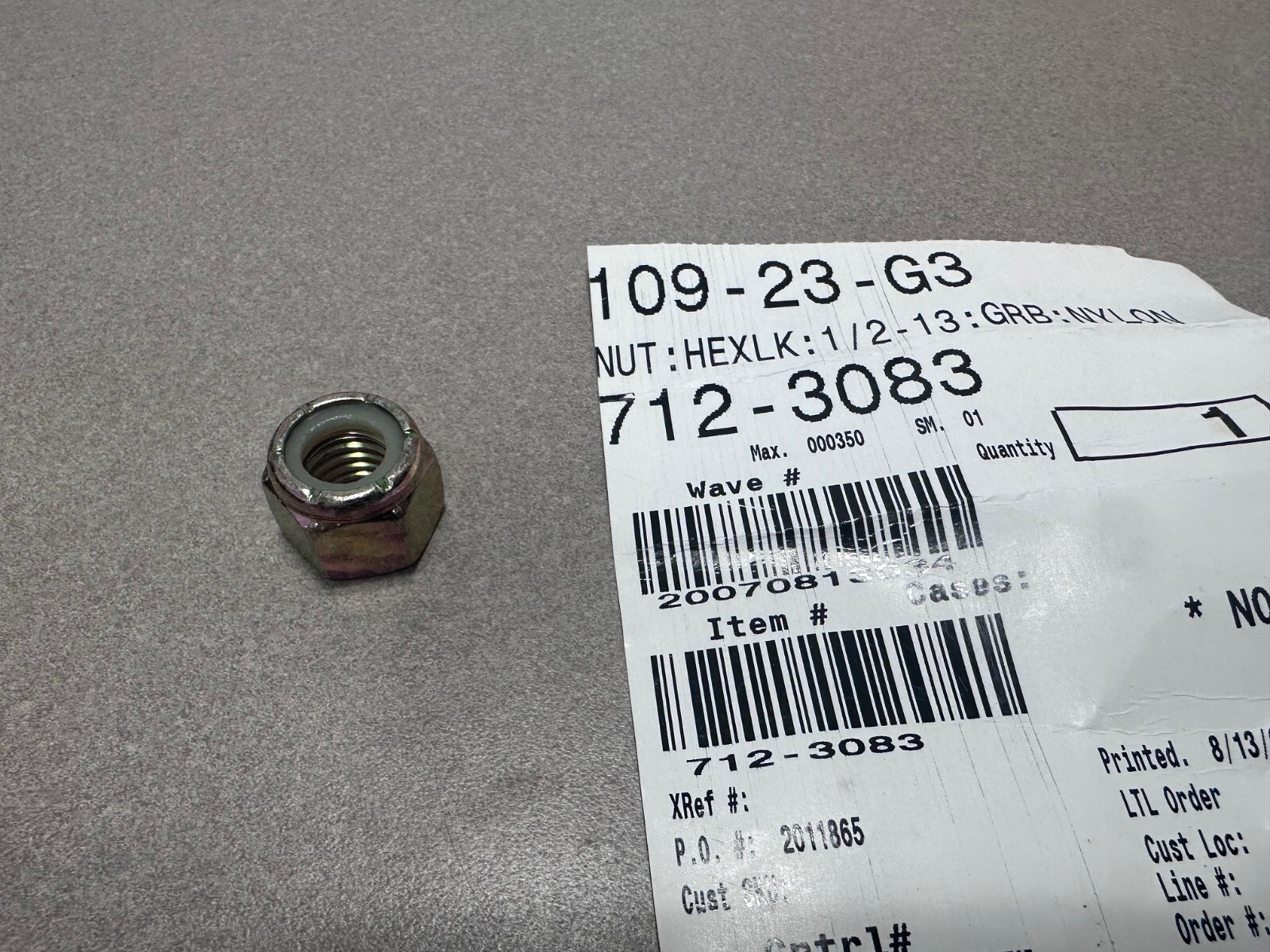 NOS Genuine MTD 712-3083 Hex Locknut Nyloc Poulan Coarse 9123083 Lock Nut 1/2-13