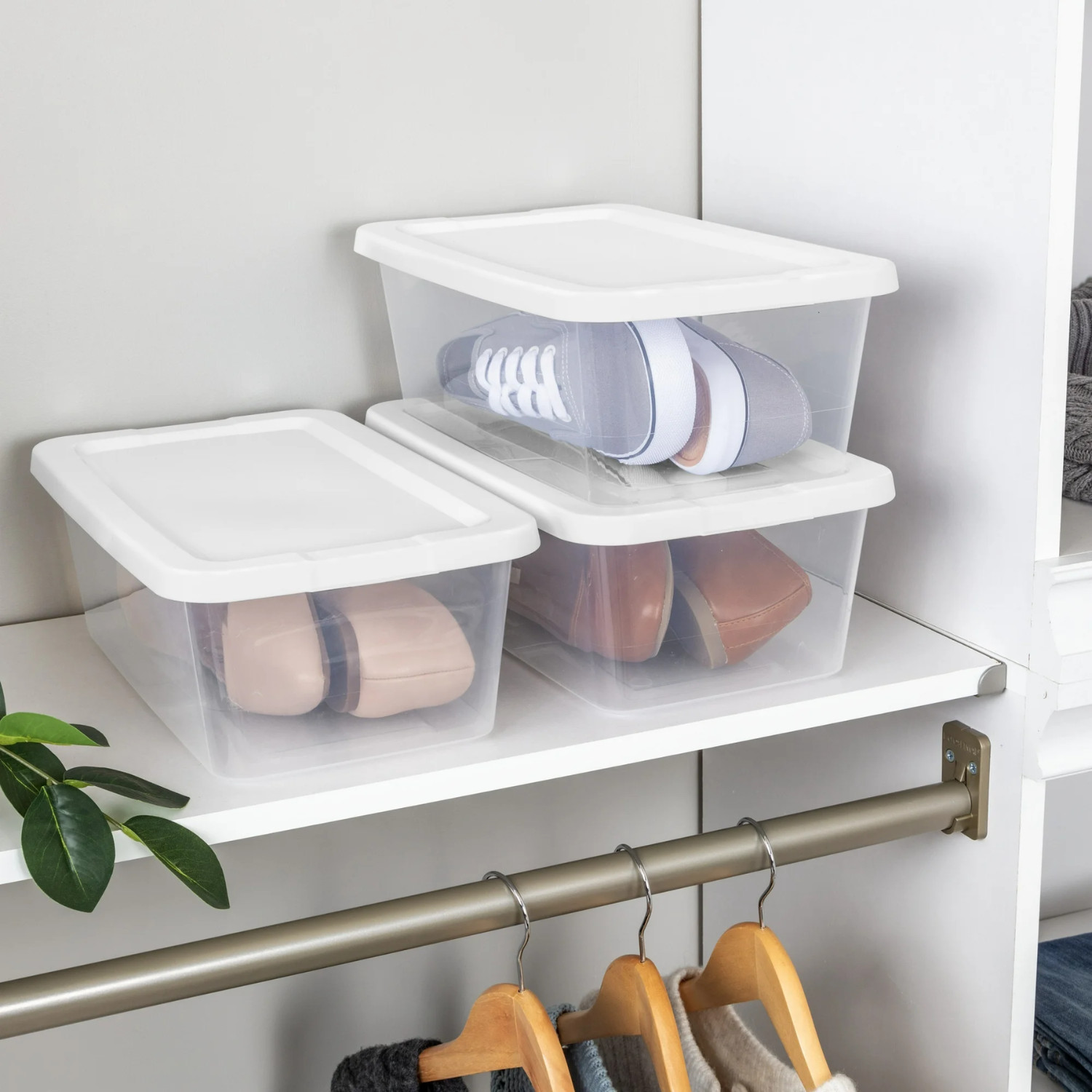 (2 pack) Sterilite 6 Qt. Clear Plastic Storage Container with Snap-On Lid, White
