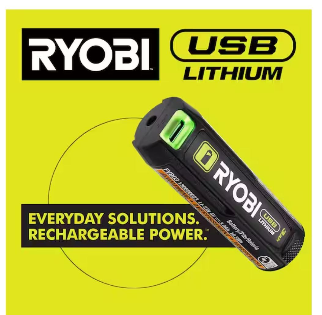 Ryobi USB Lithium Glue Pen Kit with 2.0 Ah USB Lithium Battery – Charging Cable