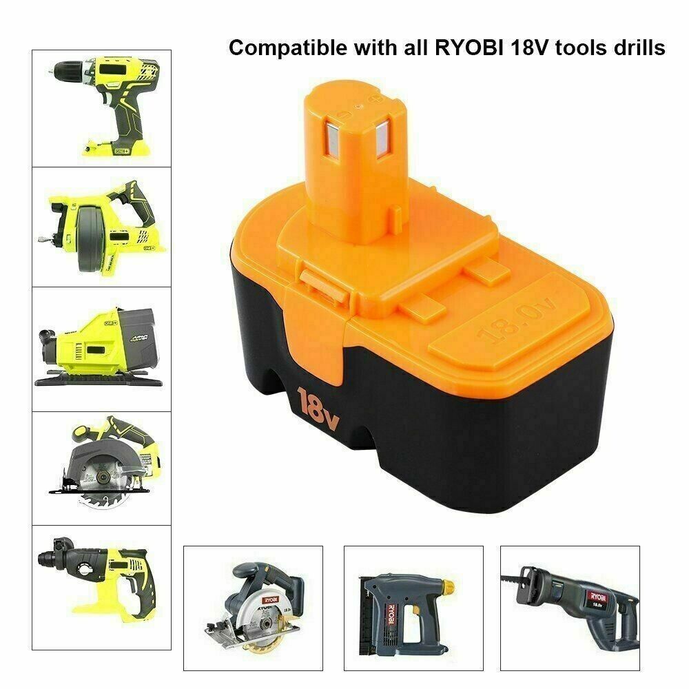 1-2Pack for Ryobi Battery/Charger Replace 18V PLUS 4.8Ah NIMH P100 P117 ABP1801