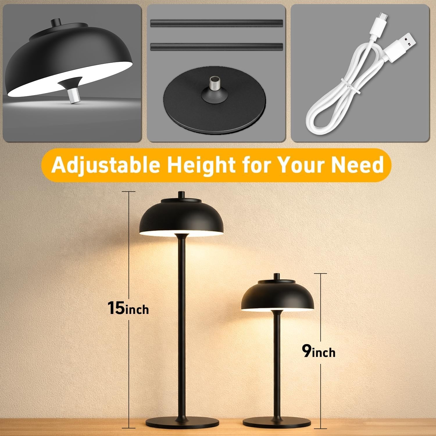 Outdoor Patio Dinner Lighting – Led Cordless Table Lamps Rechargeable 2pk