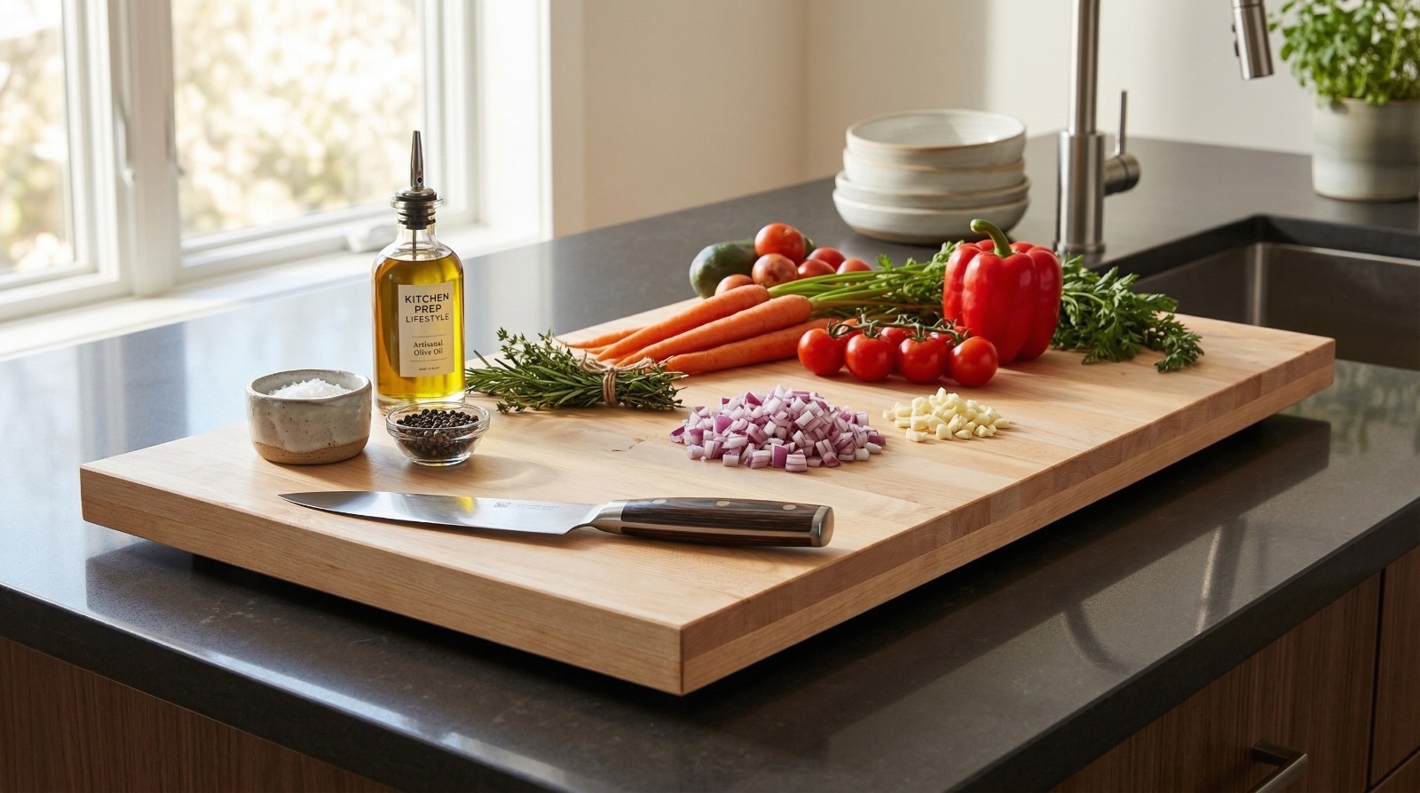 24 in. x 48 in. x 1.5 in. Solid Maple Butcher Block Countertop