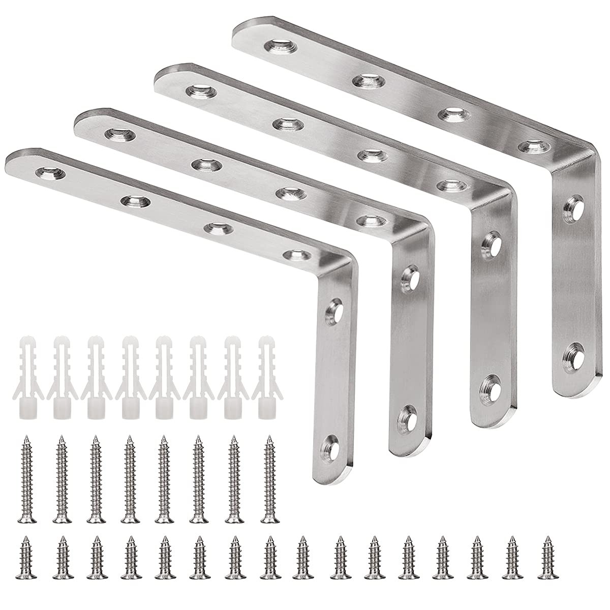 4 Pack Heavy Duty L Brackets 5×3 Stainless Steel Shelf Support Corner Brace