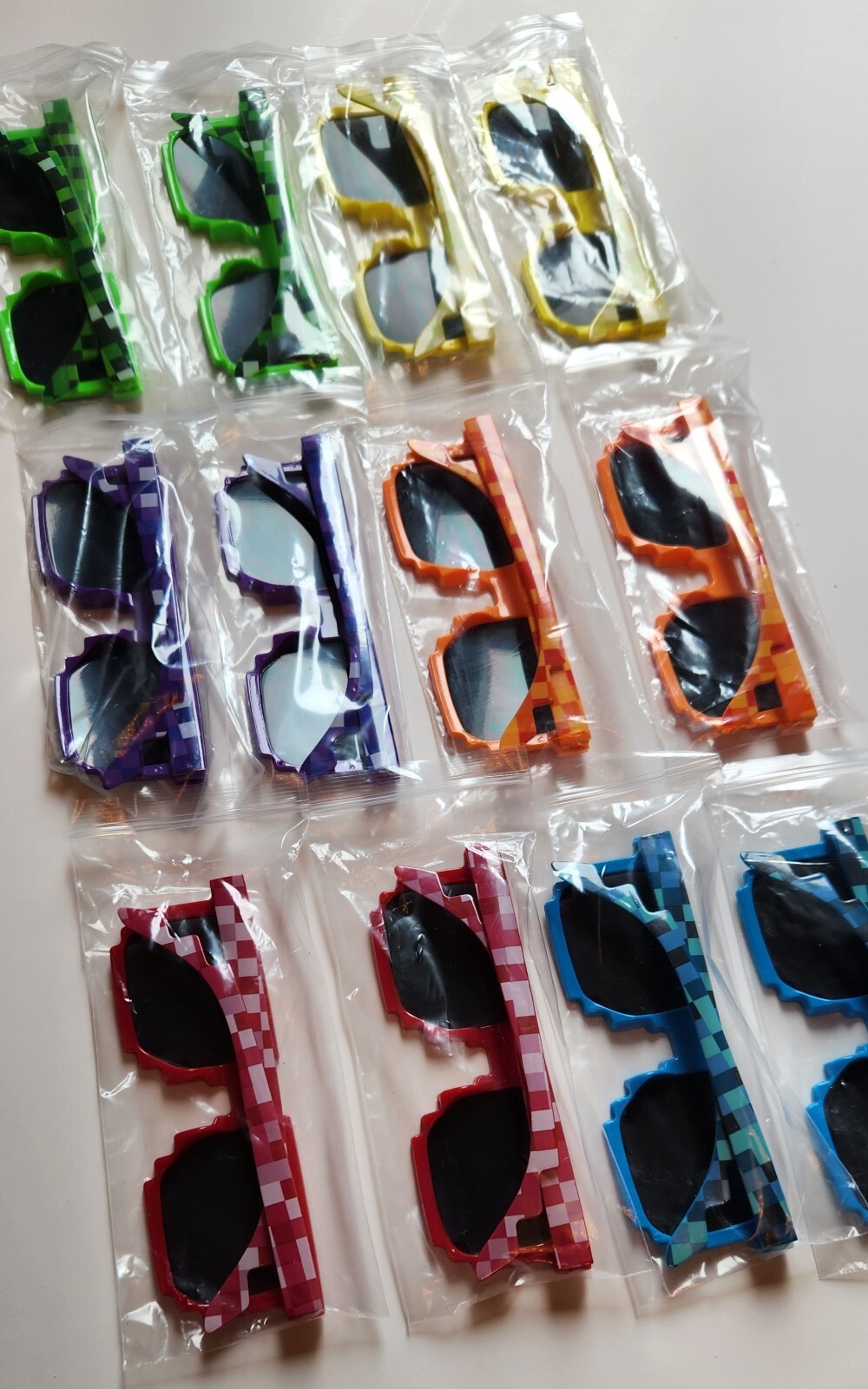 12PCS Pixel Sunglasses – Assorted Colors, Fun Party Favors for Kids Teens Adults