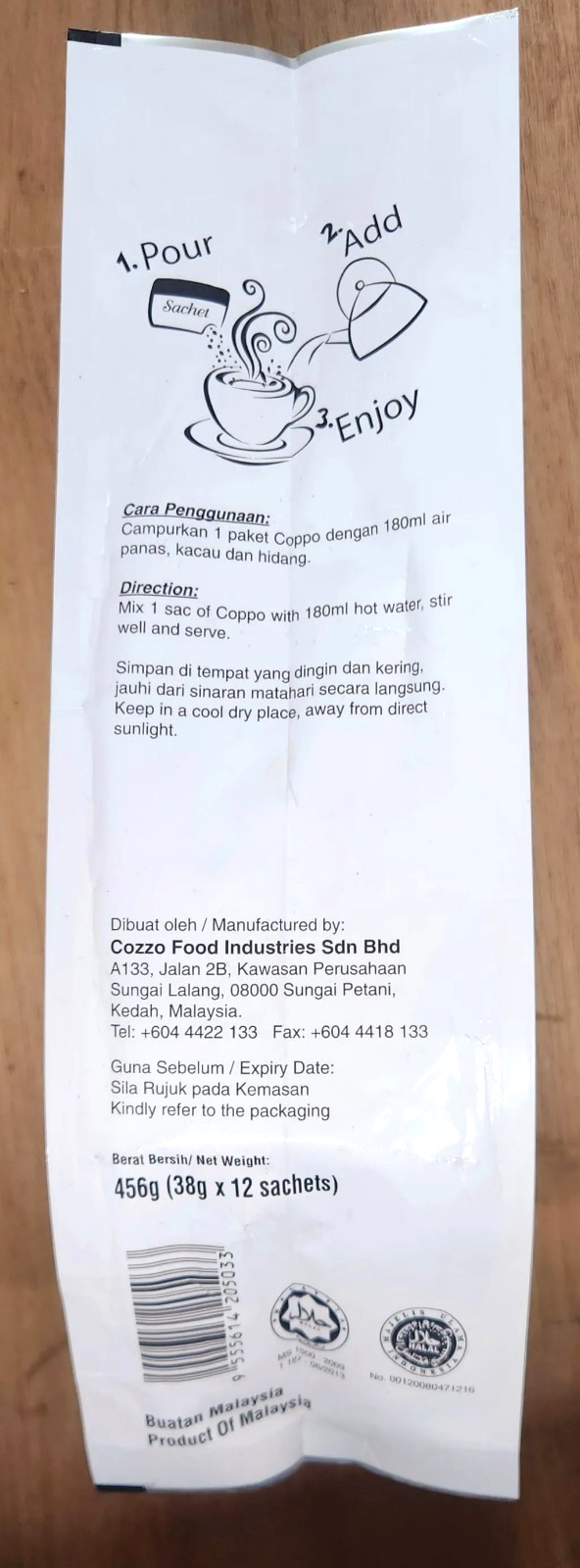 COPPO Durian White Coffee | Instant 4-in-1 Premix | Malaysia | 12 Sachets 456g