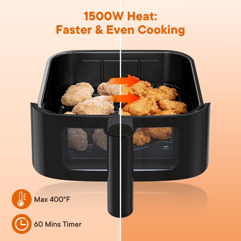 4 Qt Compact Air Fryer, 4-in-1 Cooking Functions, Dishwasher-Safe Parts, Black