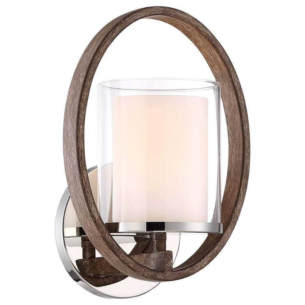 Home Decorators Downing 1-Light Polished Nickel/Corona Bronze Wall Sconce
