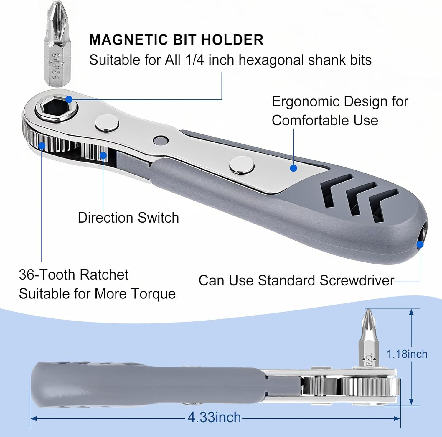 30In1 Right Angle Screwdriver, 36-Tooth Mini Ratchet Wrench, Angle Screwdriver f